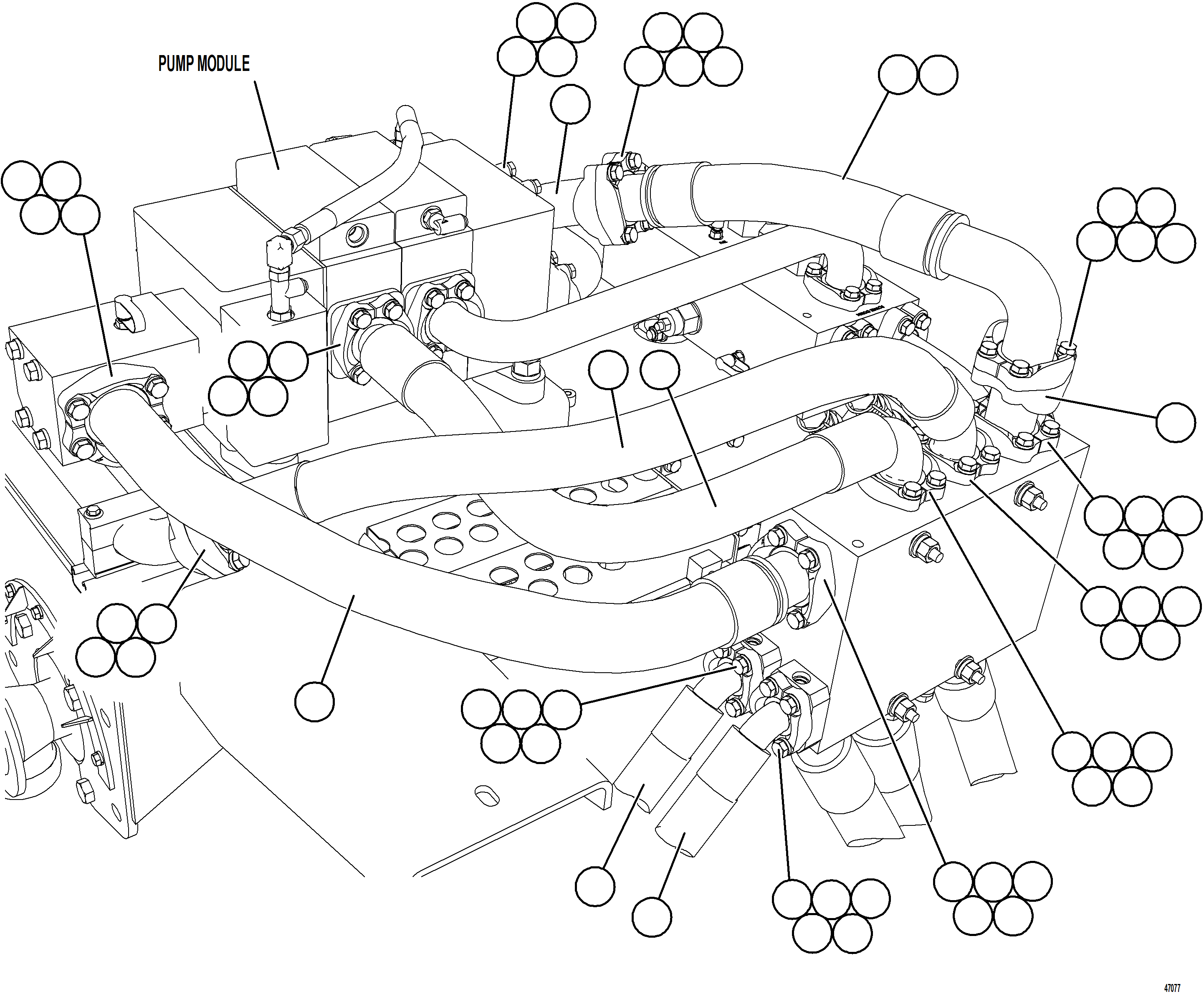 Komatsu parts book diagram for AFE73-V 980E-4 S/N A40166 - A40172  BUENAVISTA: PUMP MODULE - BRAKE COOLING & HOIST    1/2