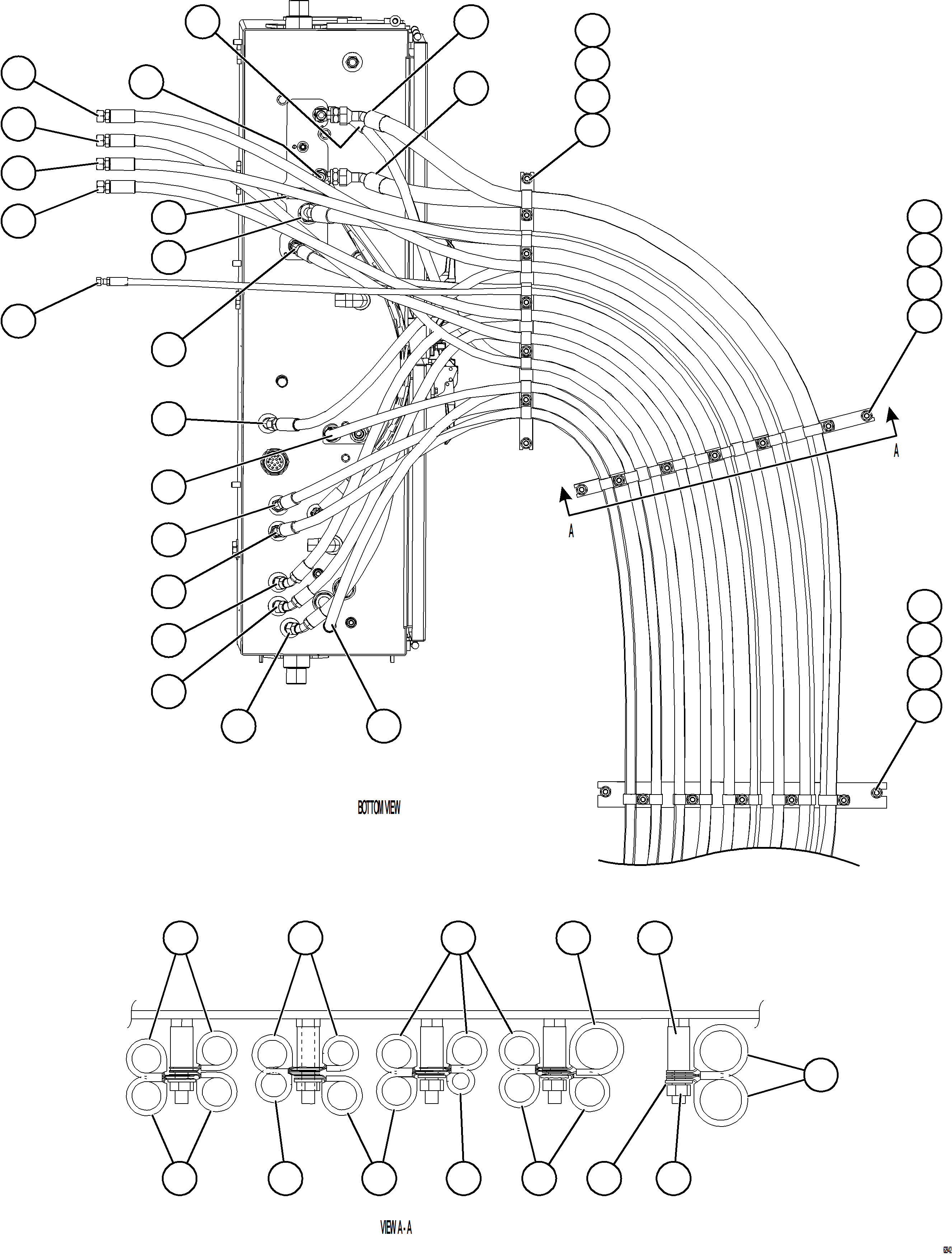 Komatsu parts book diagram for AFE73-V 980E-4 S/N A40166 - A40172  BUENAVISTA: HYDRAULIC BRAKE CABINET HOSE ROUTING    2/3