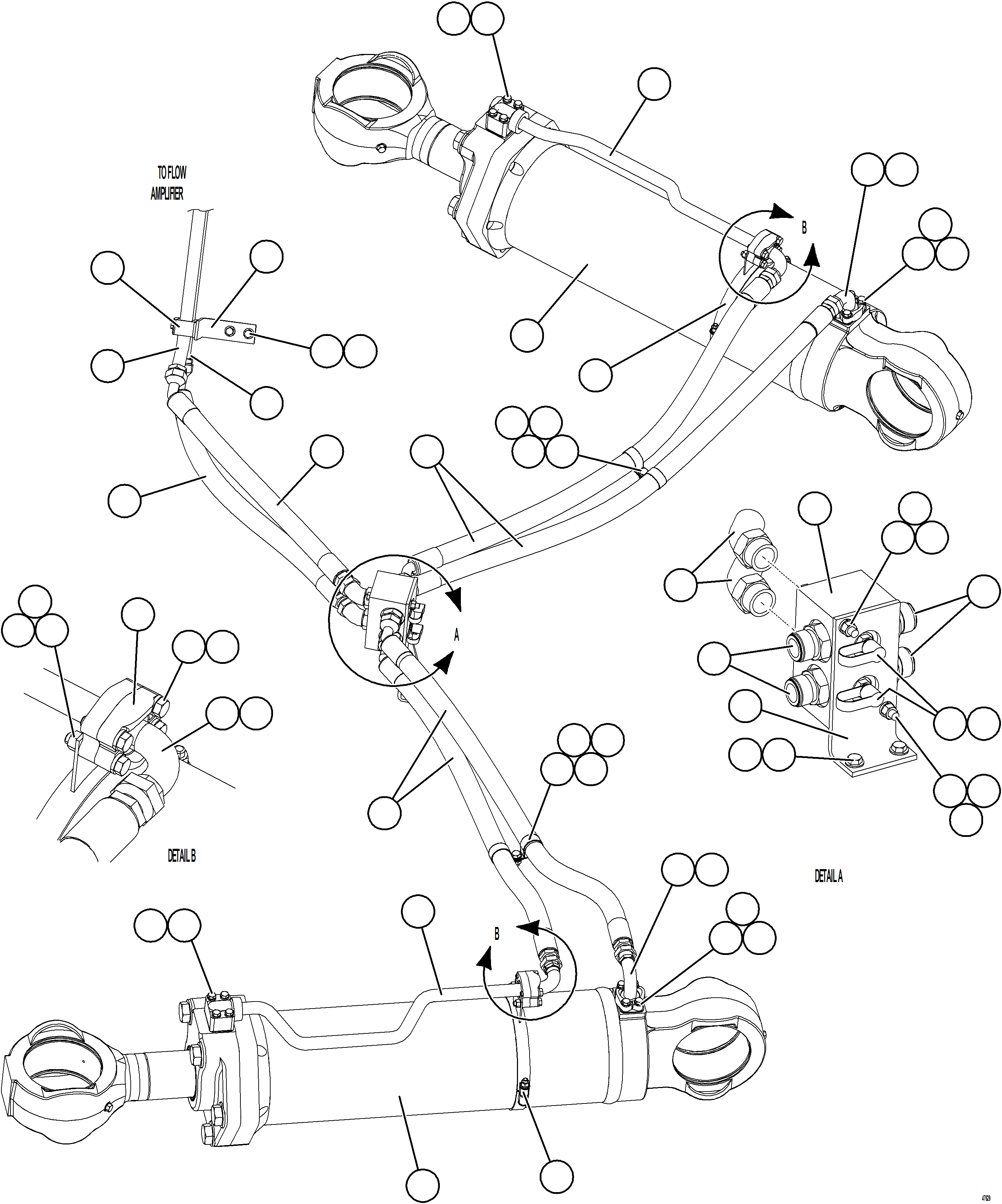 Komatsu parts book diagram for AFE73-V 980E-4 S/N A40166 - A40172  BUENAVISTA: STEERING CYLINDER PIPING