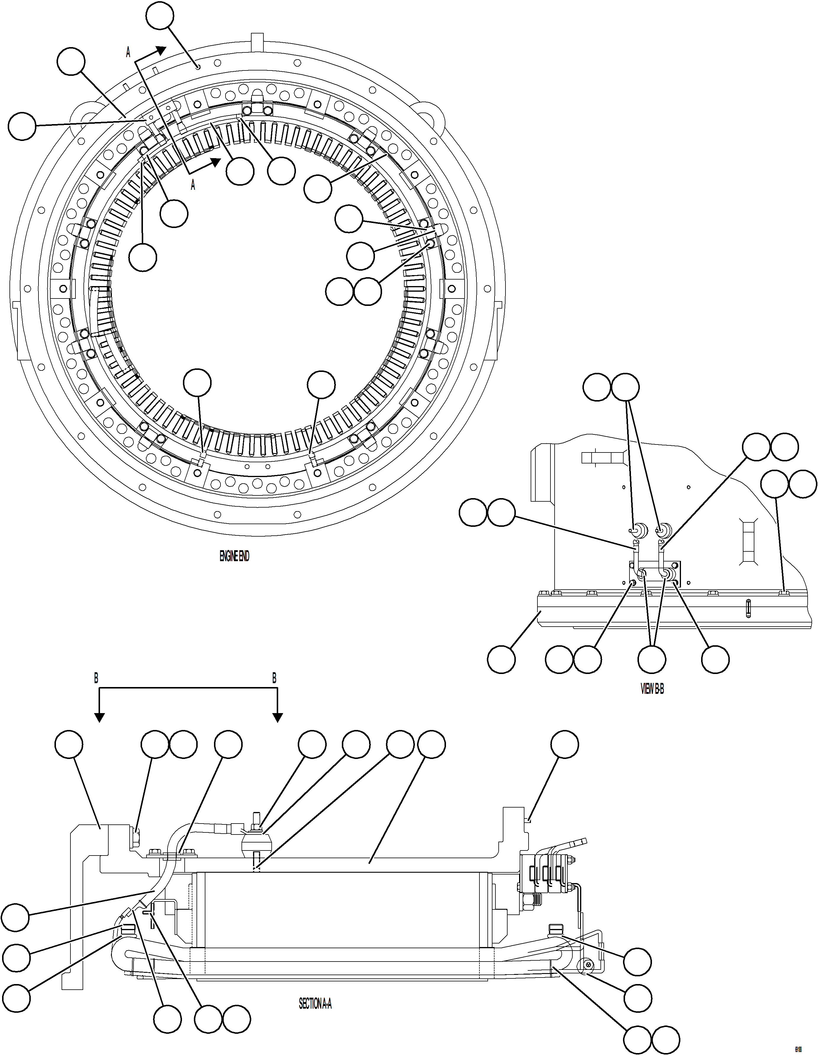 Komatsu parts book diagram for AFE73-V 980E-4 S/N A40166 - A40172  BUENAVISTA: ALTERNATOR STATOR ASSEMBLY    58B-06-07030    1/2