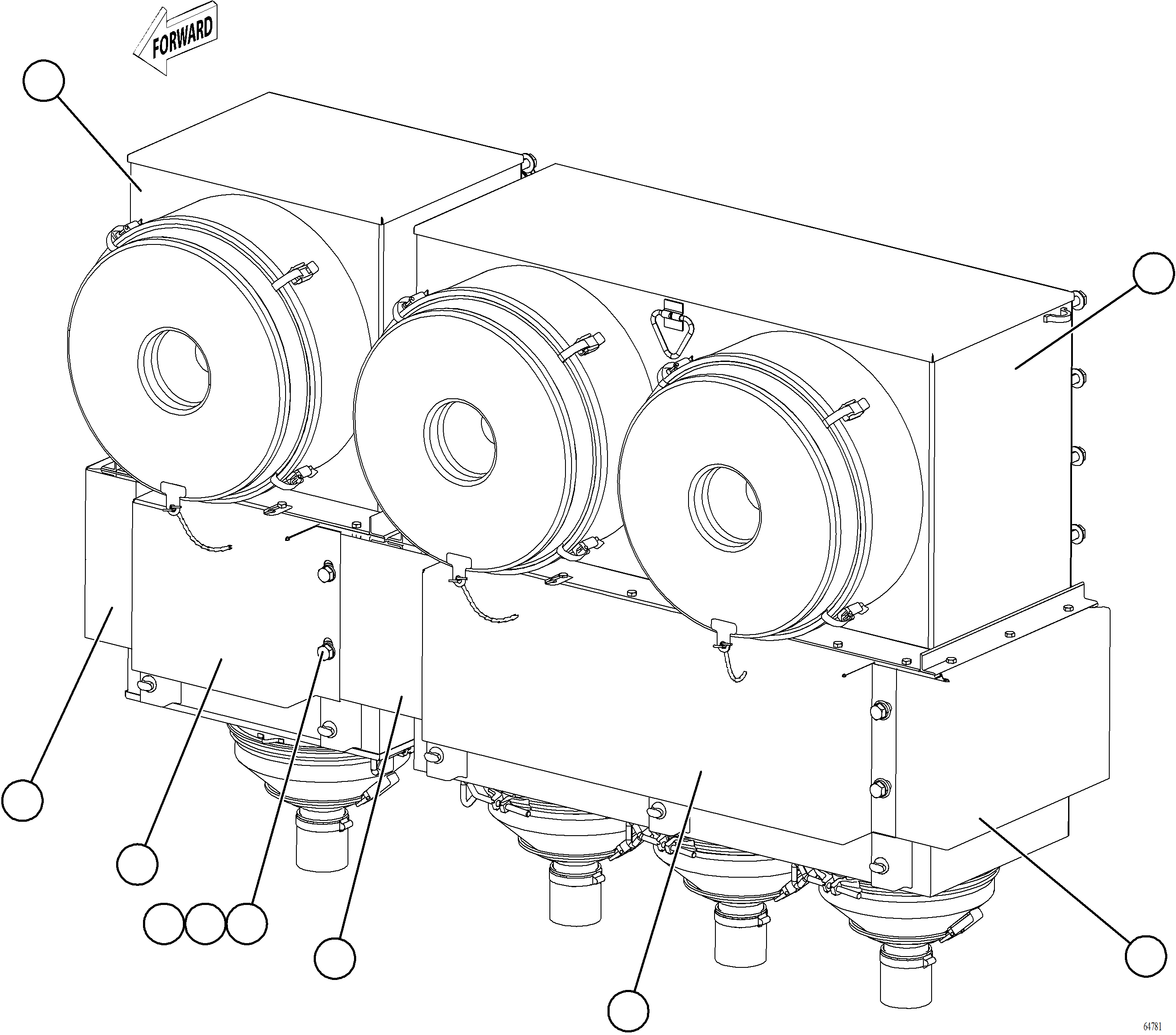 Dump Trucks Komatsu / AFE NEW / AFE75-AE 980E-5 S/N A50102 - A50103, A50107  CERRO VERDE(afe75-ae) / AIR CLEANER PIPING AND INSTALLATION - LH    2/3(010 : 64781)