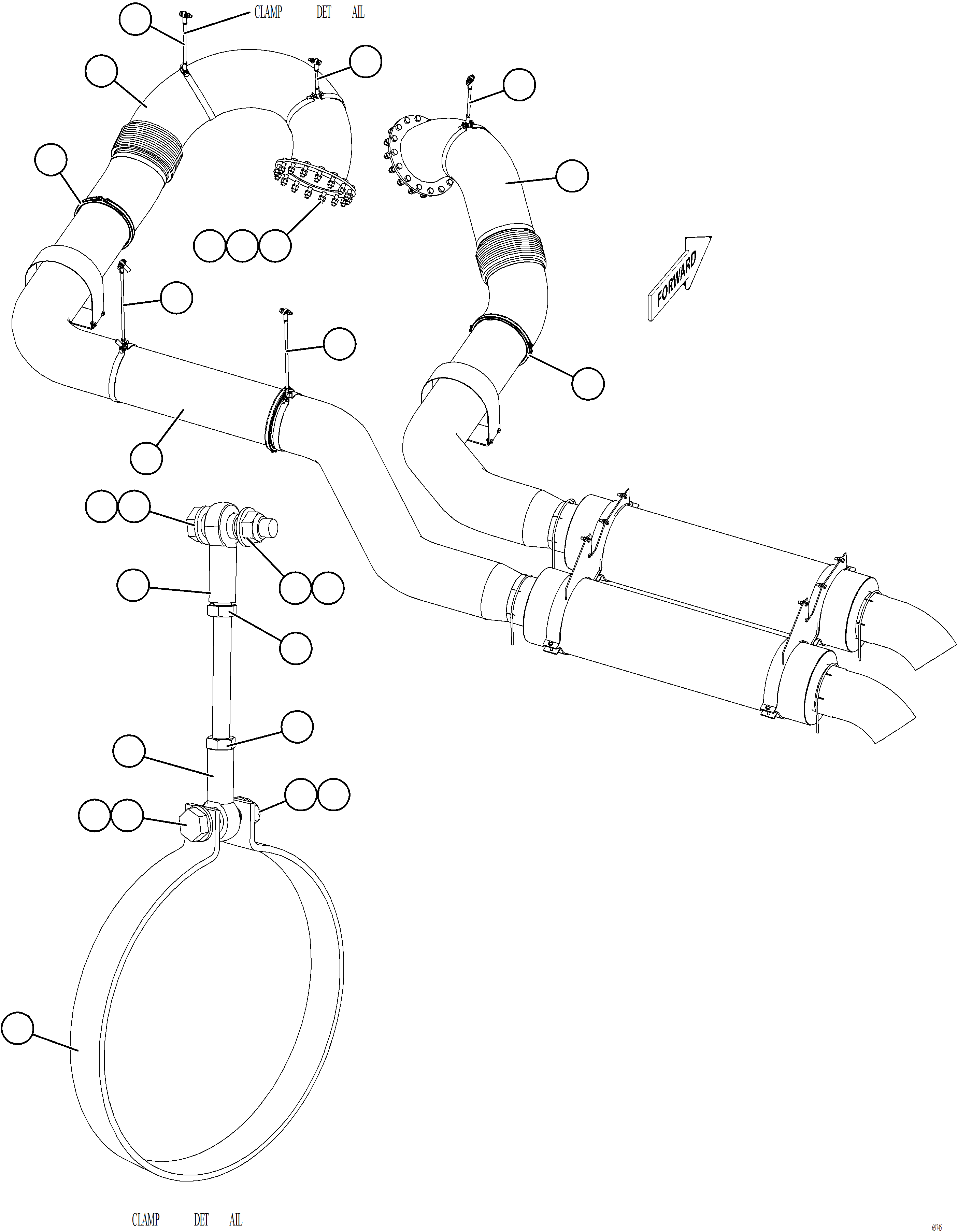 Dump Trucks Komatsu / AFE NEW / AFE75-AE 980E-5 S/N A50102 - A50103, A50107  CERRO VERDE(afe75-ae) / EXHAUST PIPING -FRONT(030 : 69745)