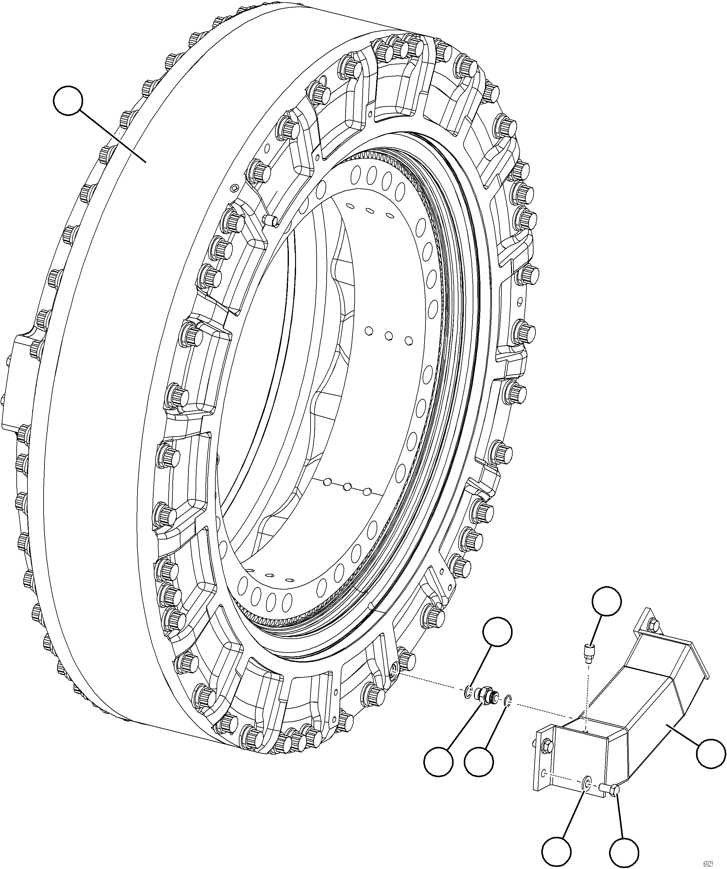 Dump Trucks Komatsu / AFE NEW / AFE75-AE 980E-5 S/N A50102 - A50103, A50107  CERRO VERDE(afe75-ae) / SPINDLE, HUB AND BRAKE ASSEMBLY    2/3(836 : 63125)