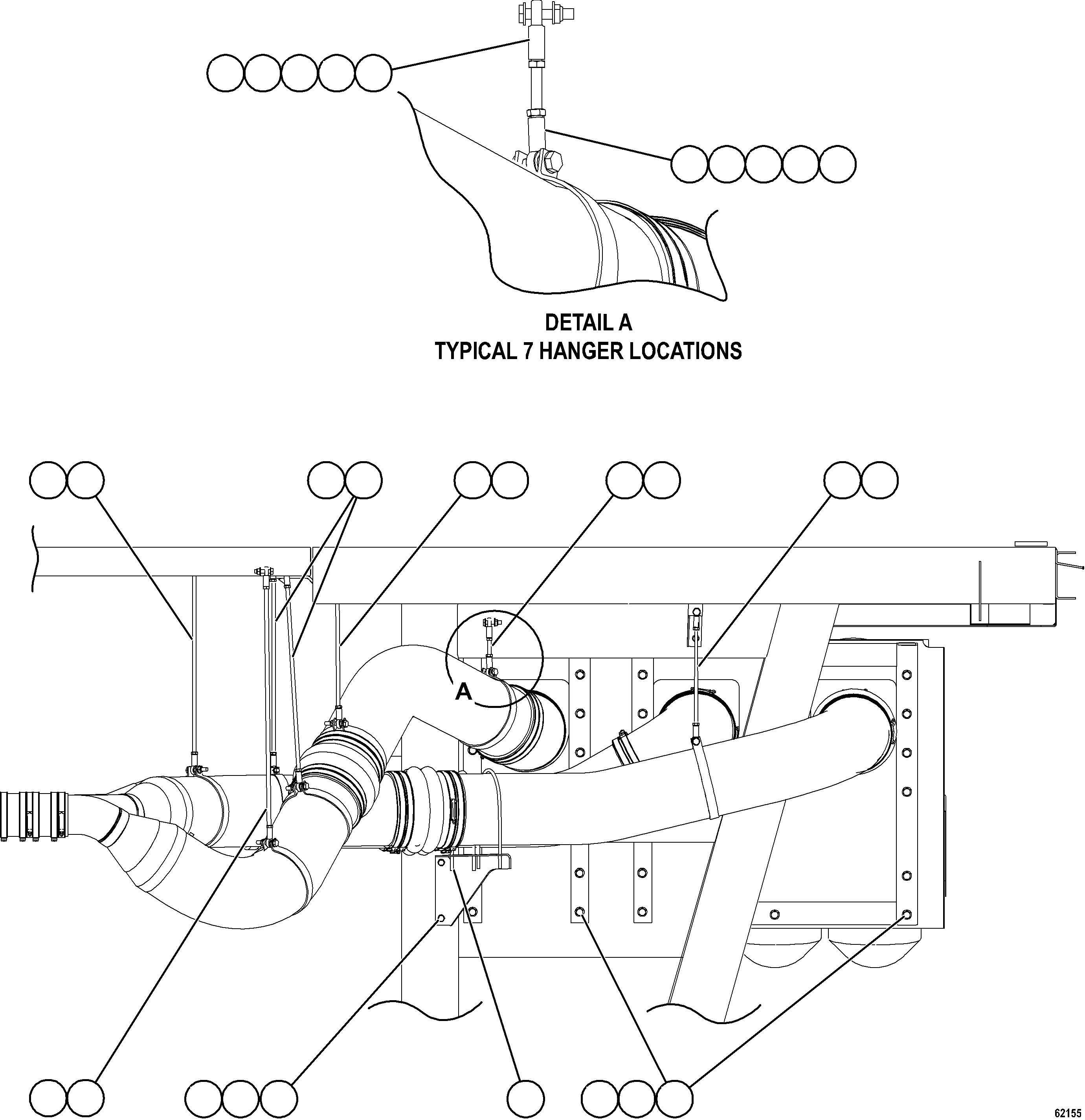 Dump Trucks Komatsu / AFE NEW / AFE75-AL 980E-5 S/N A50141  ESPERANZA SUR(afe75-al) / AIR CLEANER PIPING AND INSTALLATION - RH    3/3(B-018 : 62155)