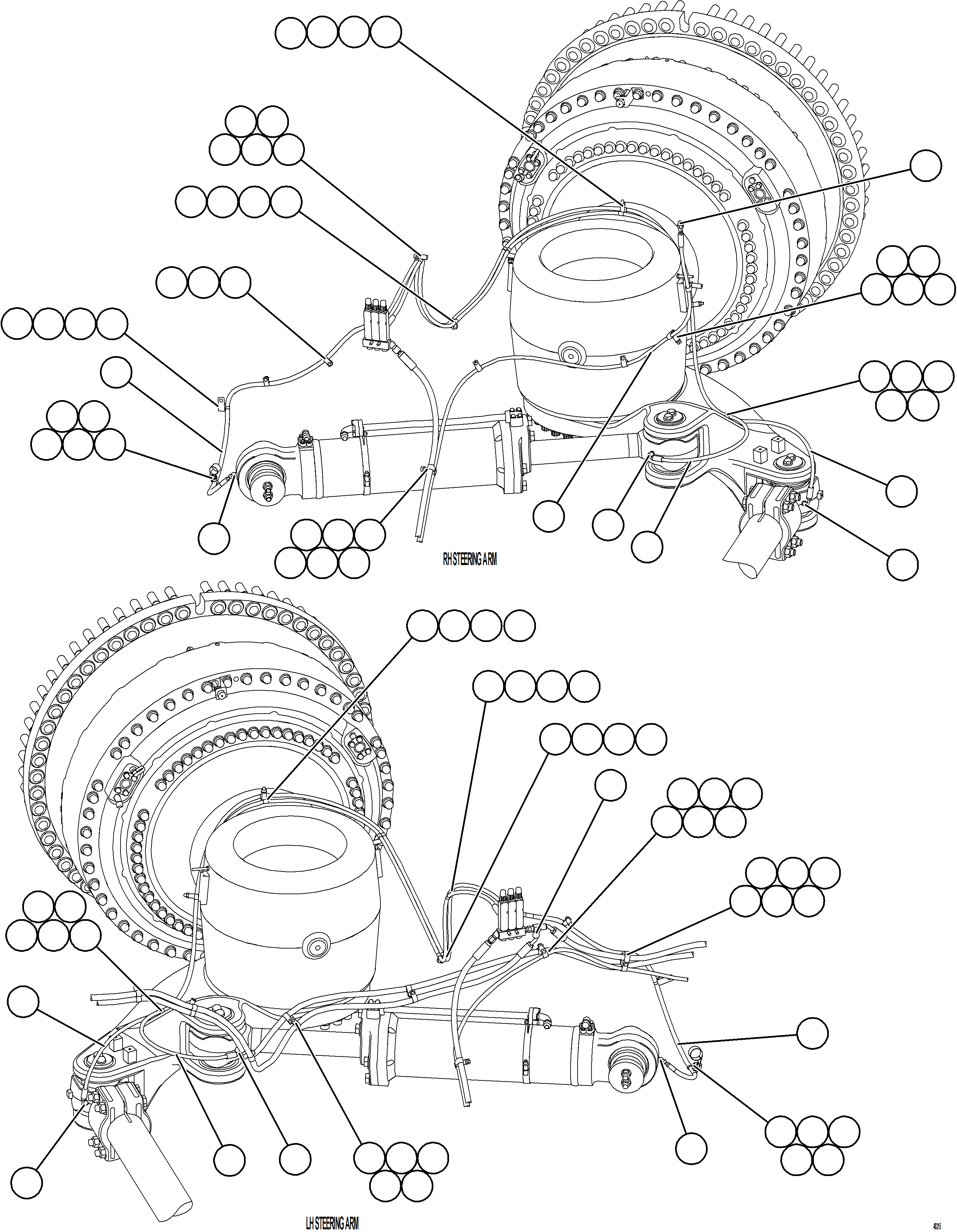 Dump Trucks Komatsu / AFE NEW / AFE75-AL 980E-5 S/N A50141  ESPERANZA SUR(afe75-al) / AUTOMATIC LUBRICATION SYSTEM PIPING - FRONT    2/4(W-004 : 48215)