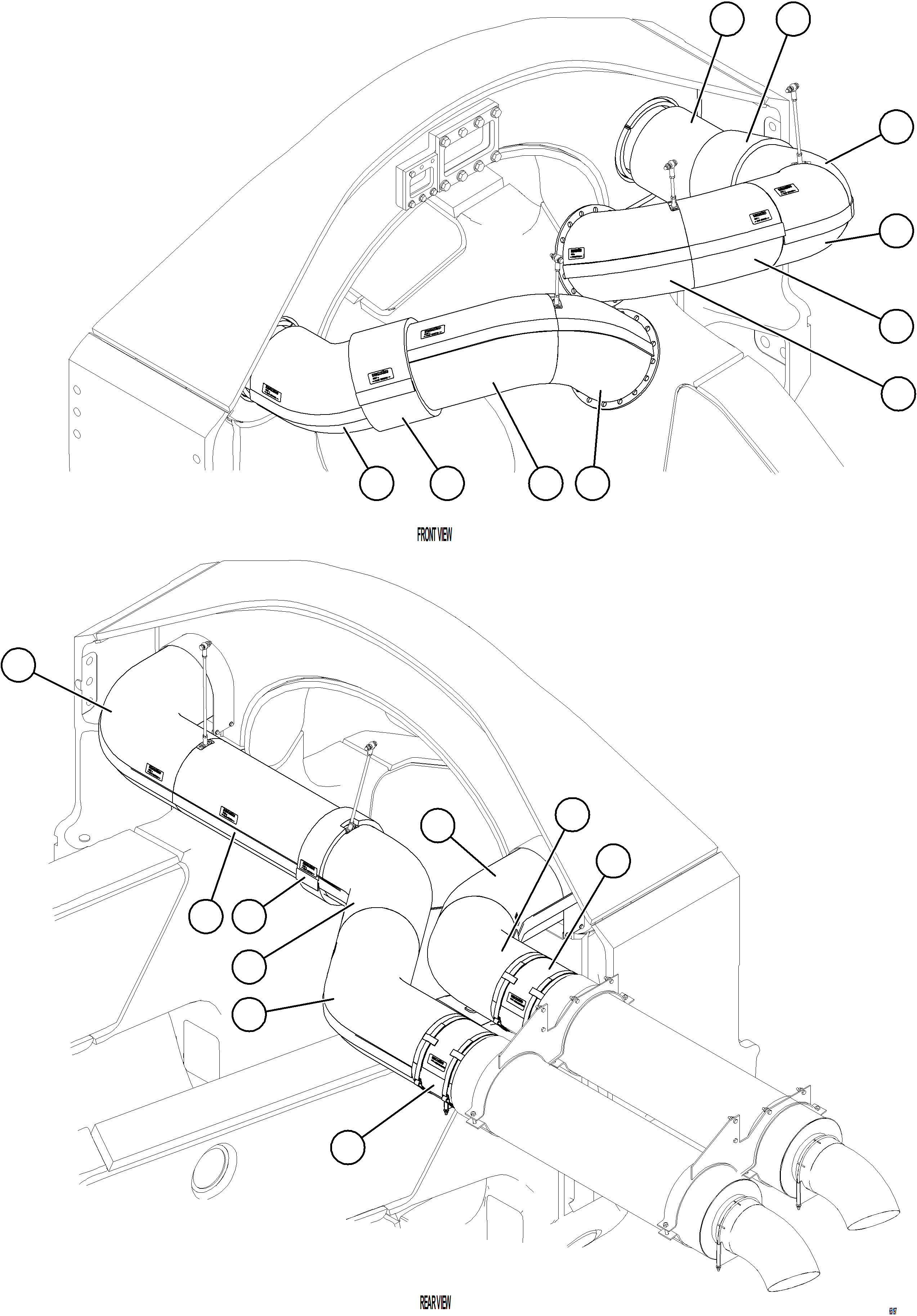 Komatsu parts book diagram for AFE75-AM 980E-5 S/N A50142 - A50143  SPENCE: EXHAUST BLANKETS