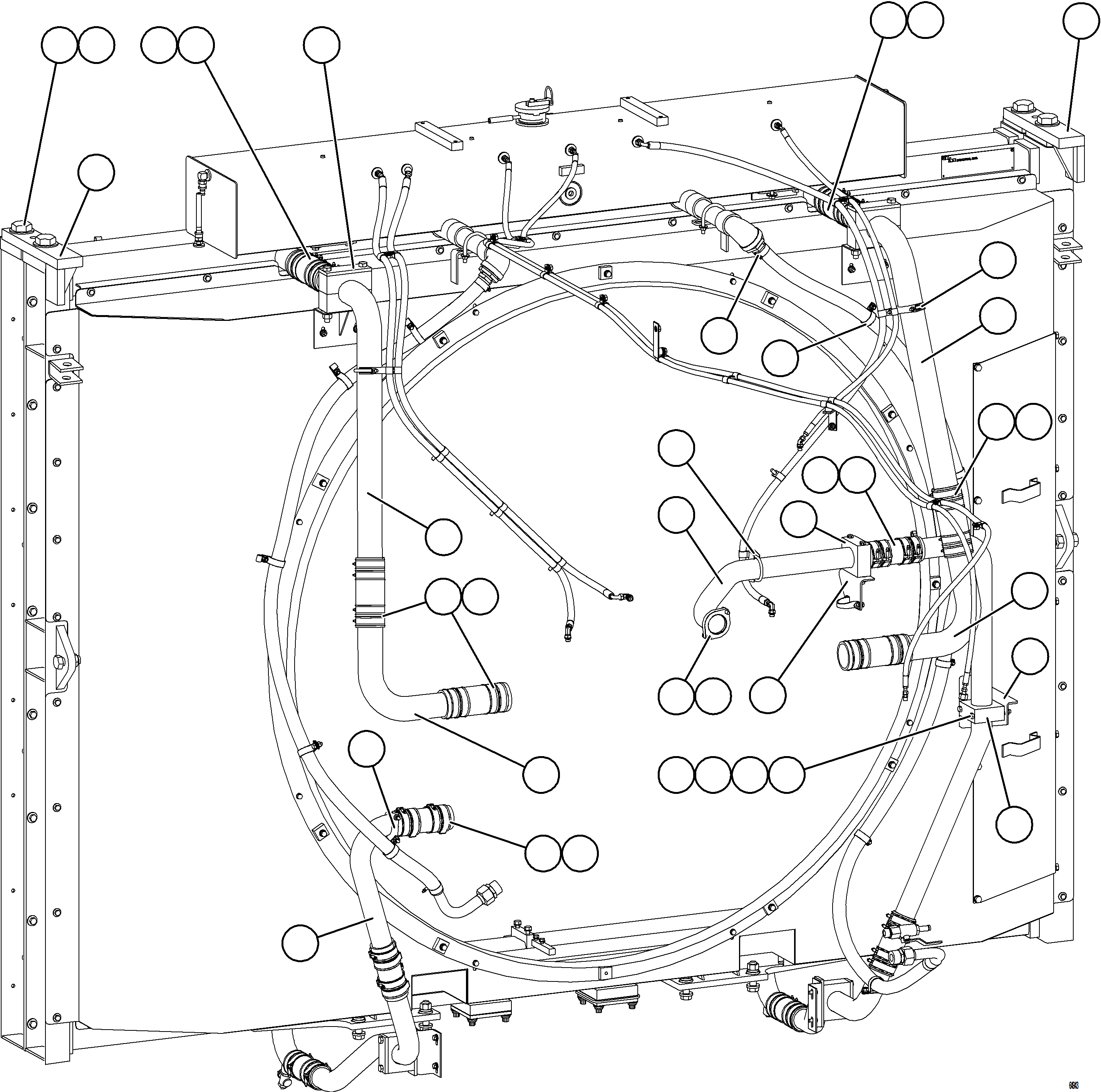 Komatsu parts book diagram for AFE75-AM 980E-5 S/N A50142 - A50143  SPENCE: RADIATOR PIPING    2/5