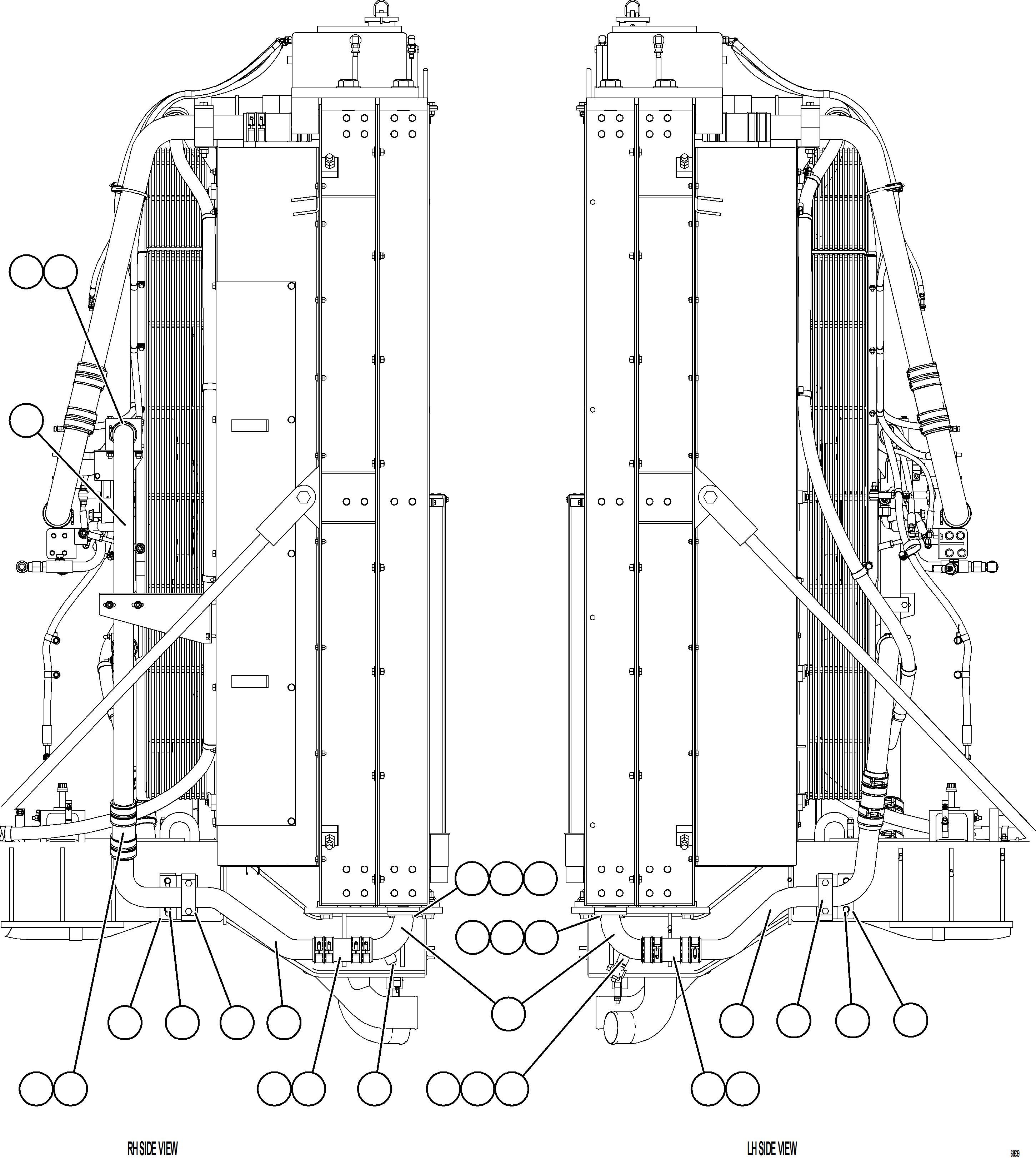 Komatsu parts book diagram for AFE75-AM 980E-5 S/N A50142 - A50143  SPENCE: RADIATOR PIPING    4/5