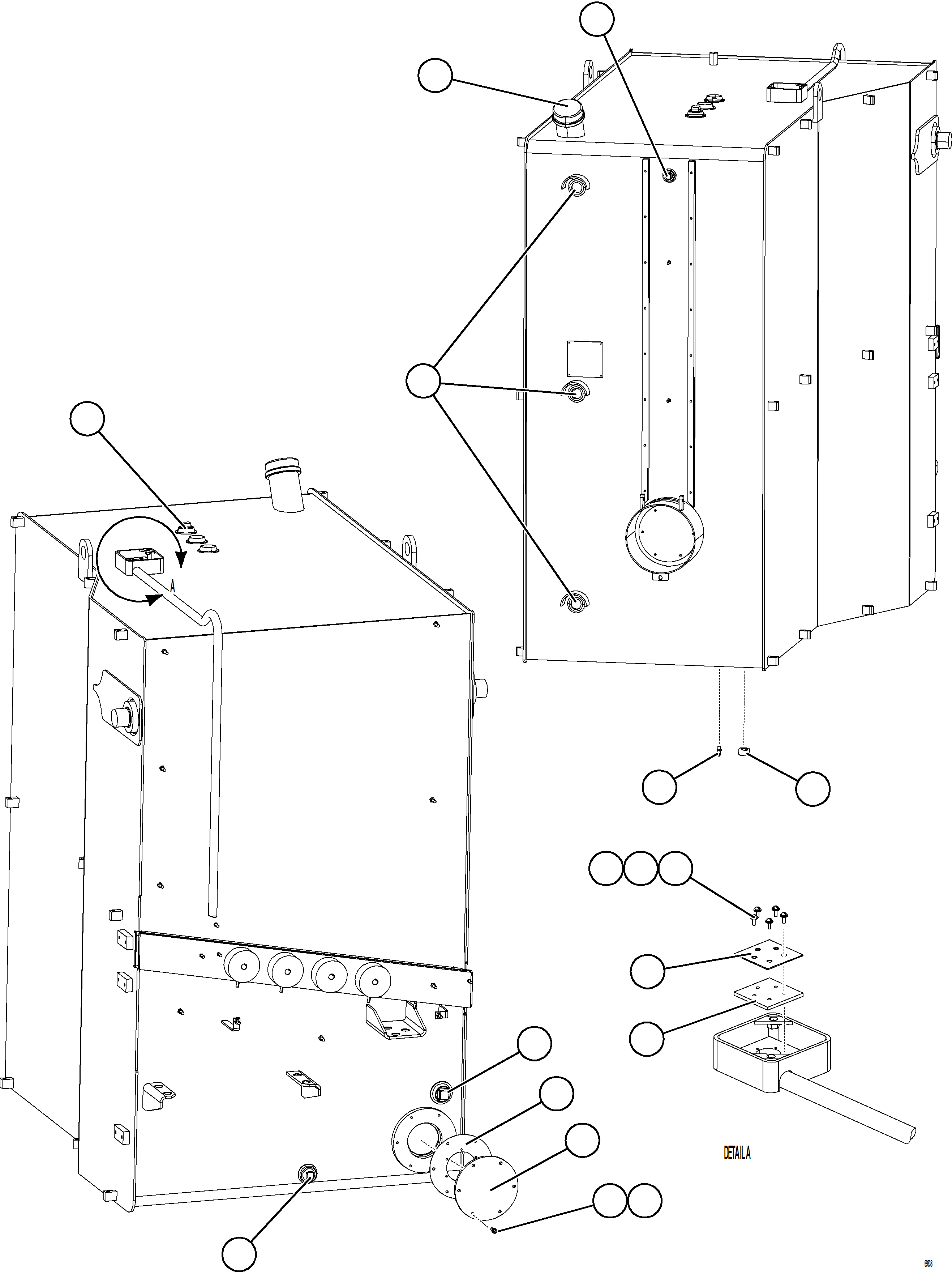 Komatsu parts book diagram for AFE75-AM 980E-5 S/N A50142 - A50143  SPENCE: FUEL TANK ASSEMBLY    58B-04-00184