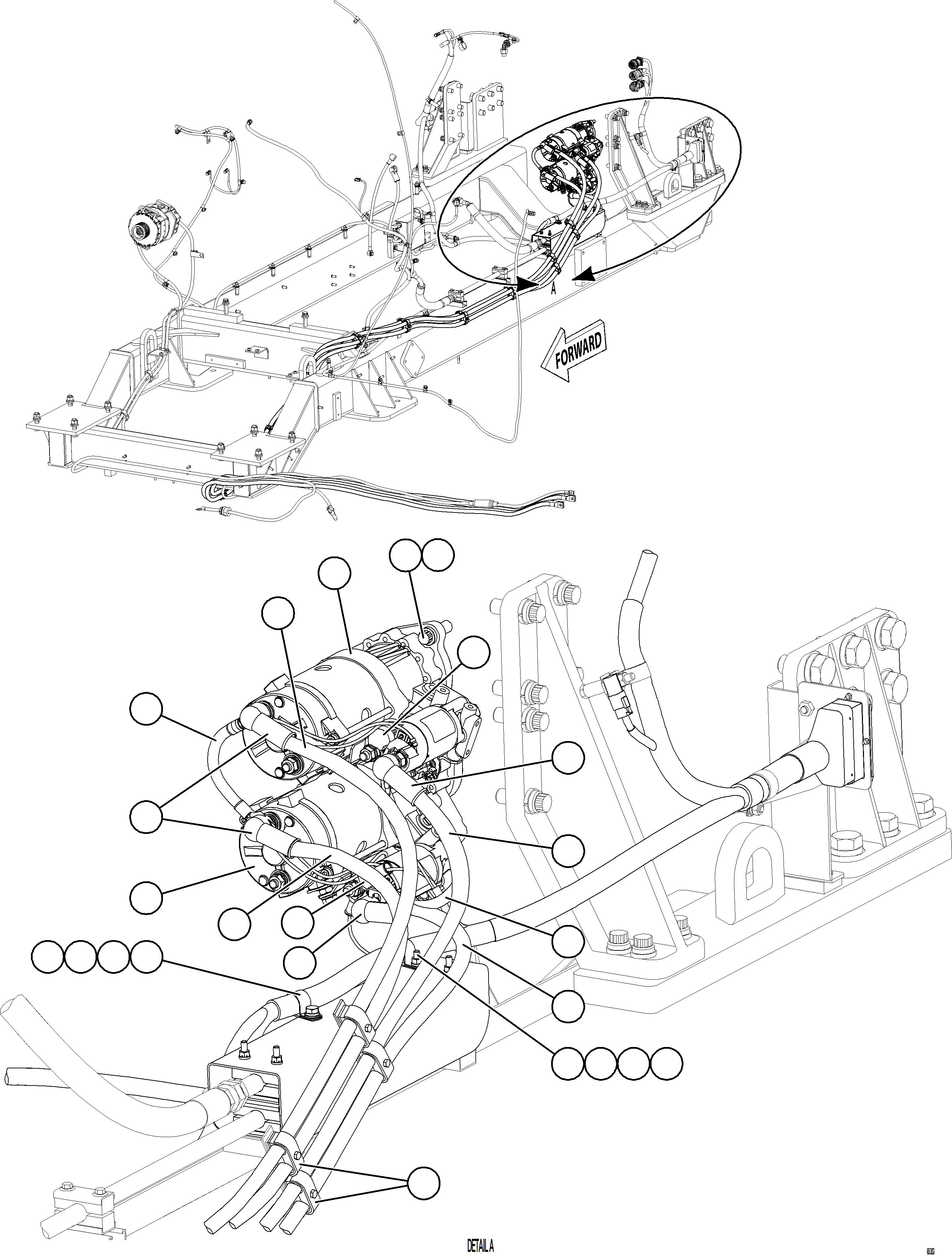 Komatsu parts book diagram for AFE75-AM 980E-5 S/N A50142 - A50143  SPENCE: CRANKING MOTOR INSTALLATION