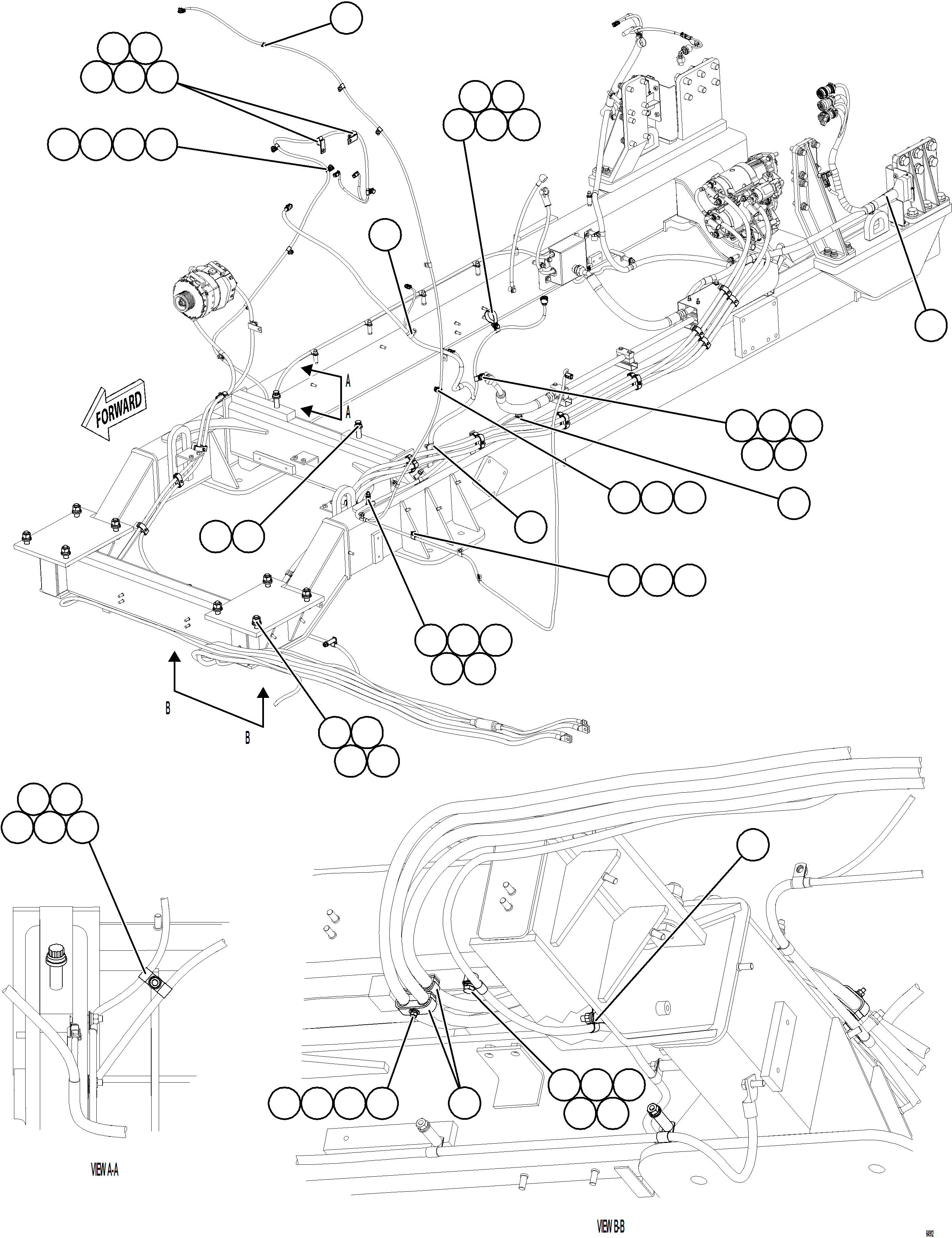 Komatsu parts book diagram for AFE75-AM 980E-5 S/N A50142 - A50143  SPENCE: CRANKING MOTOR WIRING    1/2