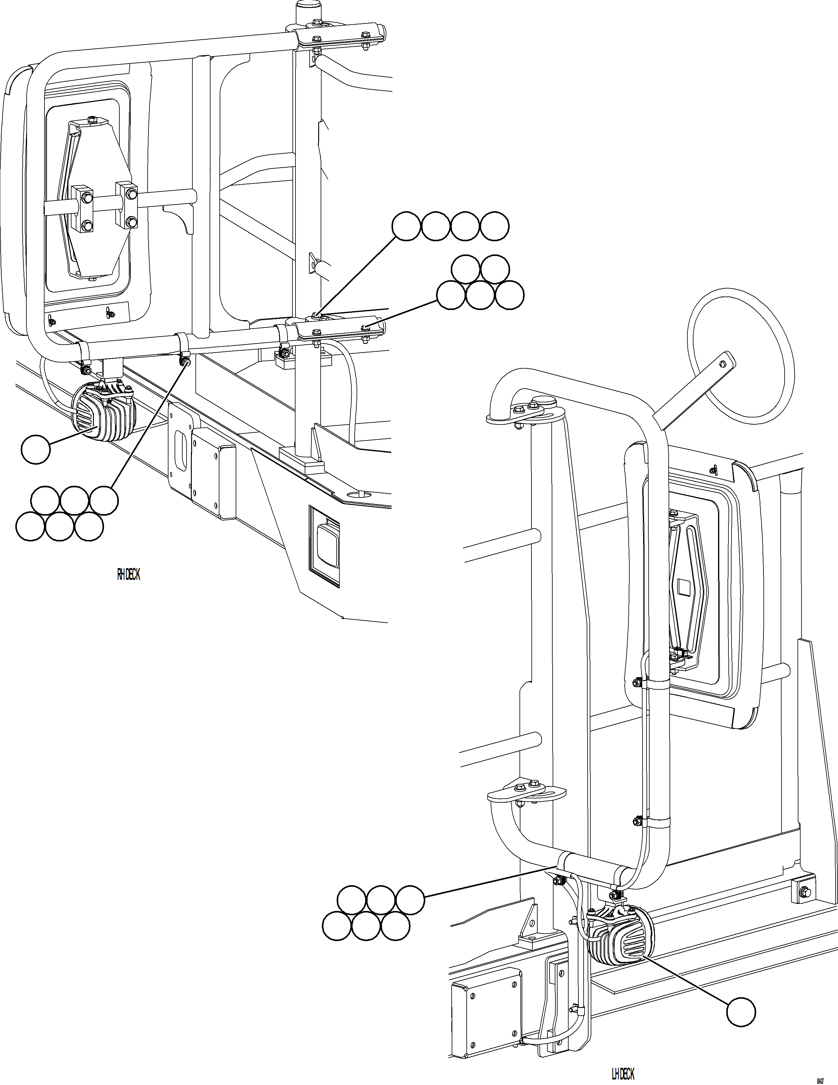 Komatsu parts book diagram for AFE75-AM 980E-5 S/N A50142 - A50143  SPENCE: MIRROR MOUNTED BACKUP LIGHTS