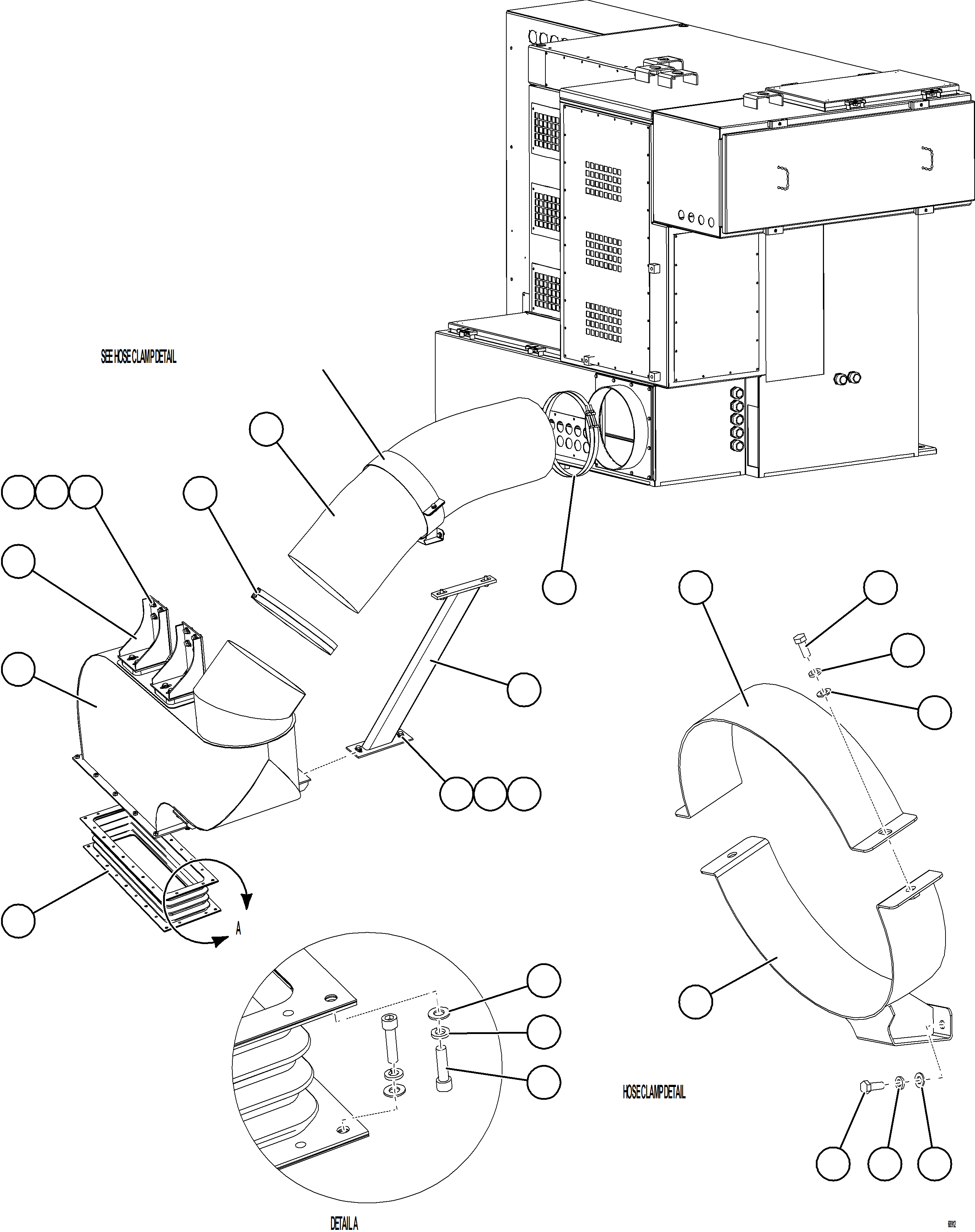 Komatsu parts book diagram for AFE75-AM 980E-5 S/N A50142 - A50143  SPENCE: CONTROL CABINET BLOWER HOSE INSTALLATION