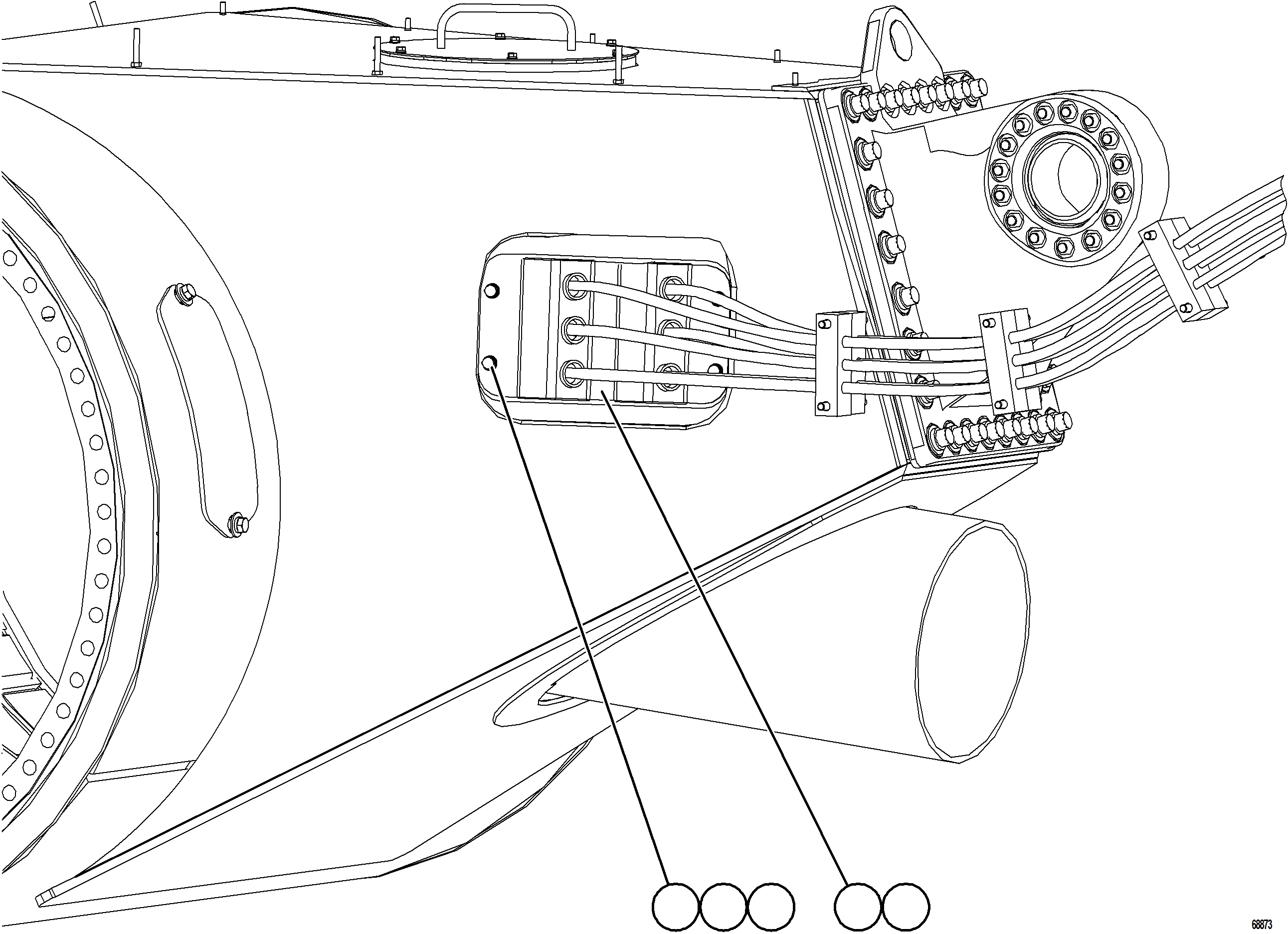 Komatsu parts book diagram for AFE75-AM 980E-5 S/N A50142 - A50143  SPENCE: WHEEL MOTOR CABLE MOUNT - REAR AXLE