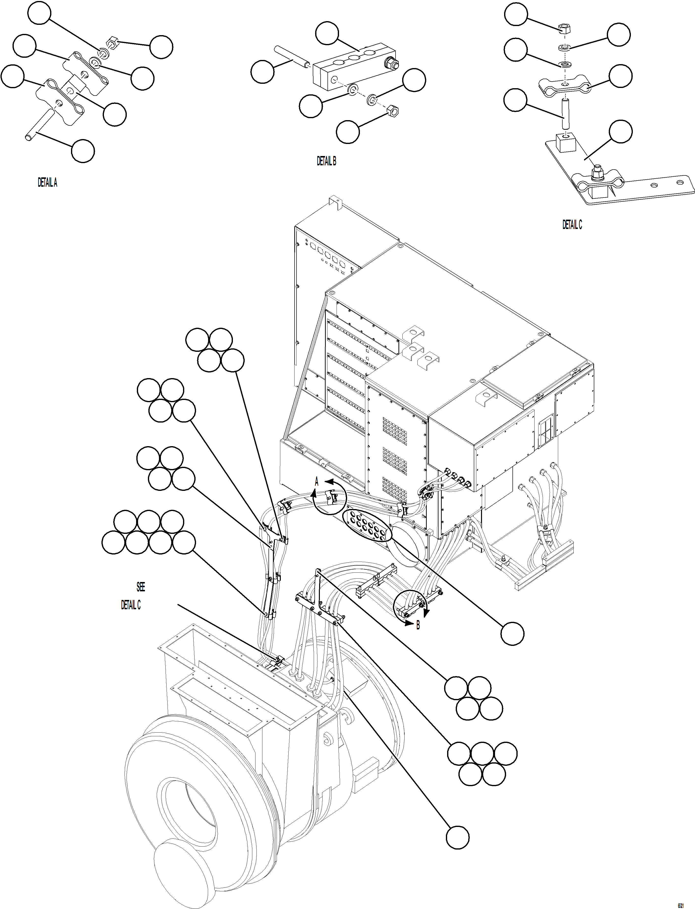 Komatsu parts book diagram for AFE75-AM 980E-5 S/N A50142 - A50143  SPENCE: CONTROL CABINET EXTERNAL WIRING - ALTERNATOR