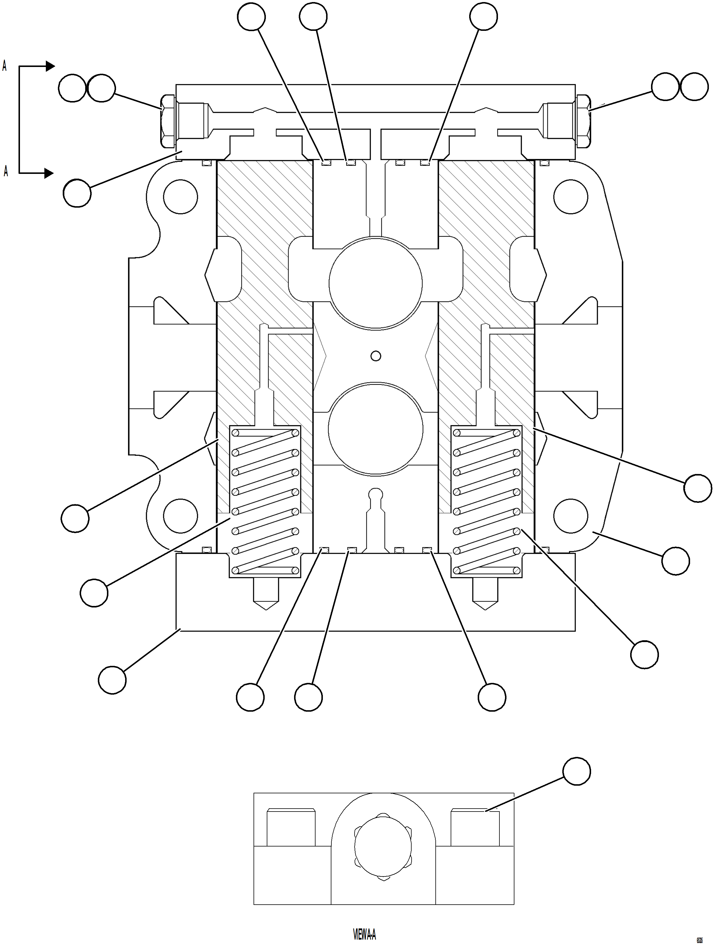 Komatsu parts book diagram for AFE75-AM 980E-5 S/N A50142 - A50143  SPENCE: SPOOL SECTION ASSEMBLY - TANK    BF3050