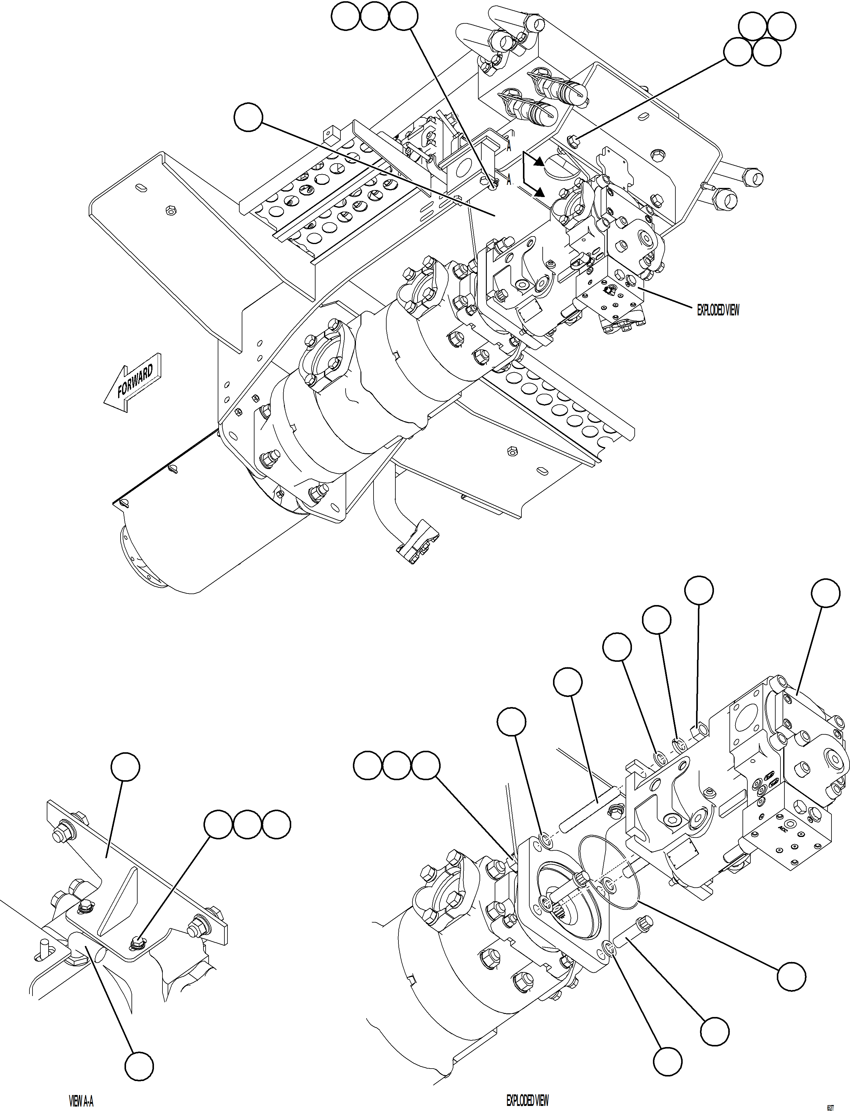 Komatsu parts book diagram for AFE75-AM 980E-5 S/N A50142 - A50143  SPENCE: STEERING PUMP INSTALLATION