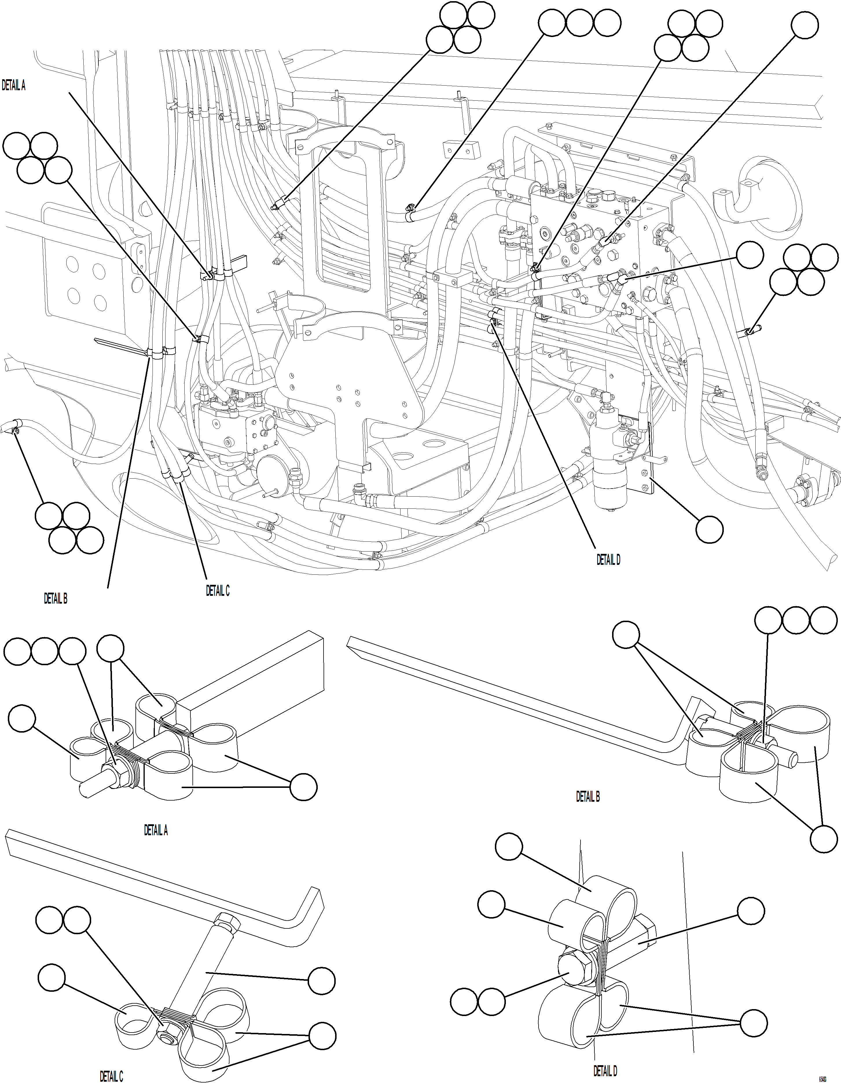 Komatsu parts book diagram for AFE75-AM 980E-5 S/N A50142 - A50143  SPENCE: HYDRAULIC BRAKE CABINET HOSE CLAMPING    3/3