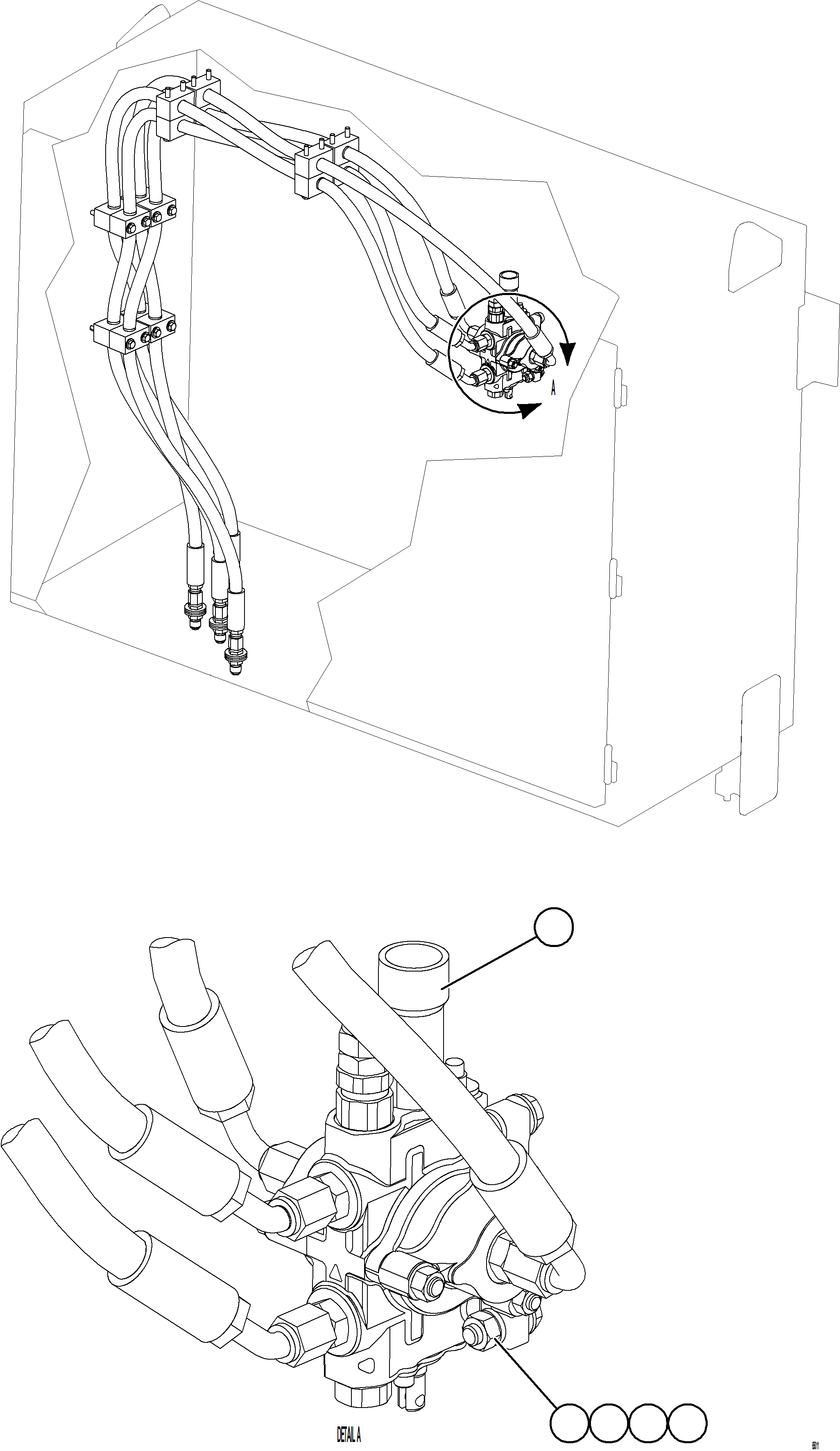 Komatsu parts book diagram for AFE75-AM 980E-5 S/N A50142 - A50143  SPENCE: HOIST PILOT VALVE INSTALLATION