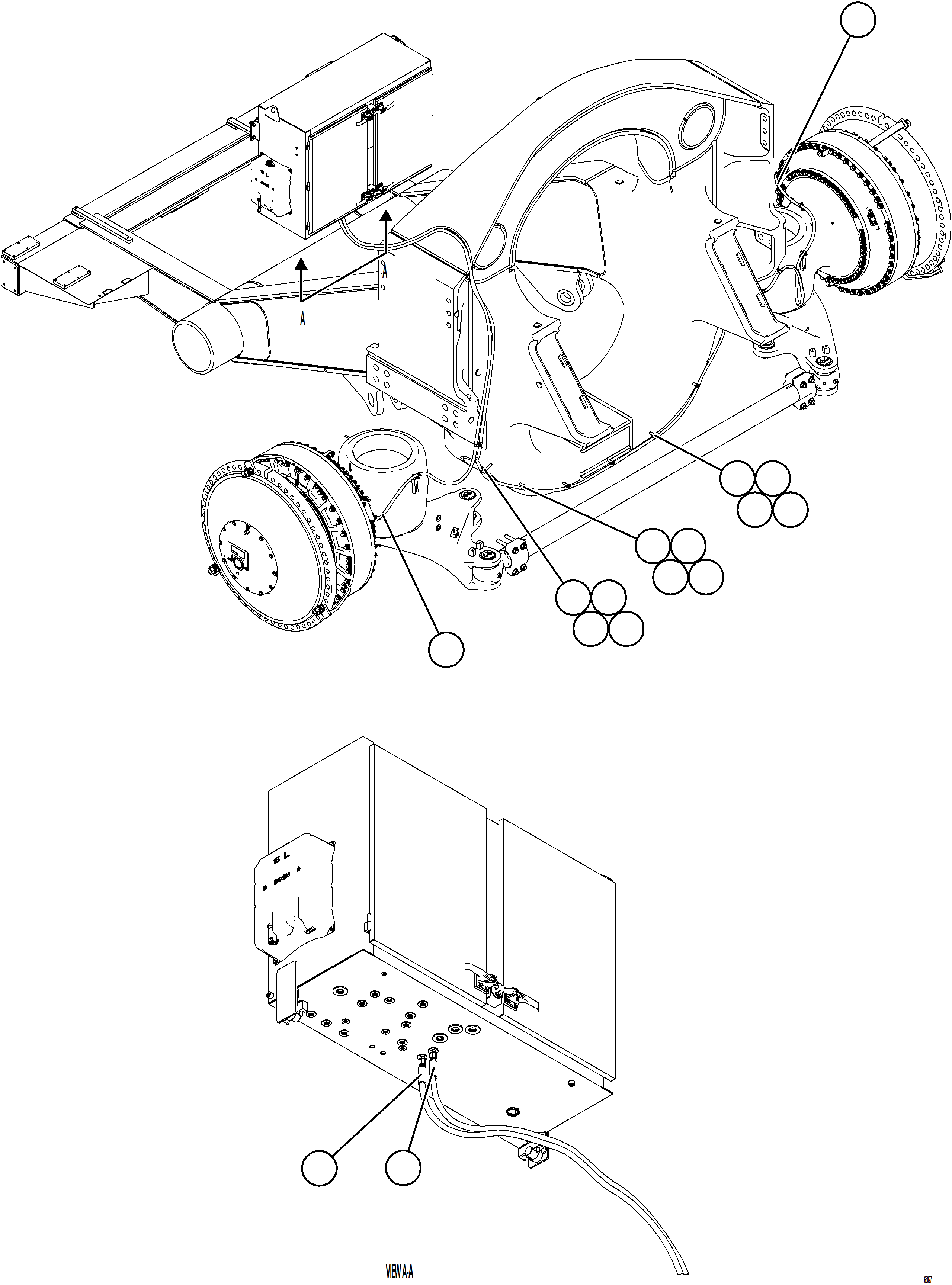 Komatsu parts book diagram for AFE75-AM 980E-5 S/N A50142 - A50143  SPENCE: FRONT BRAKE APPLY PIPING    3/3