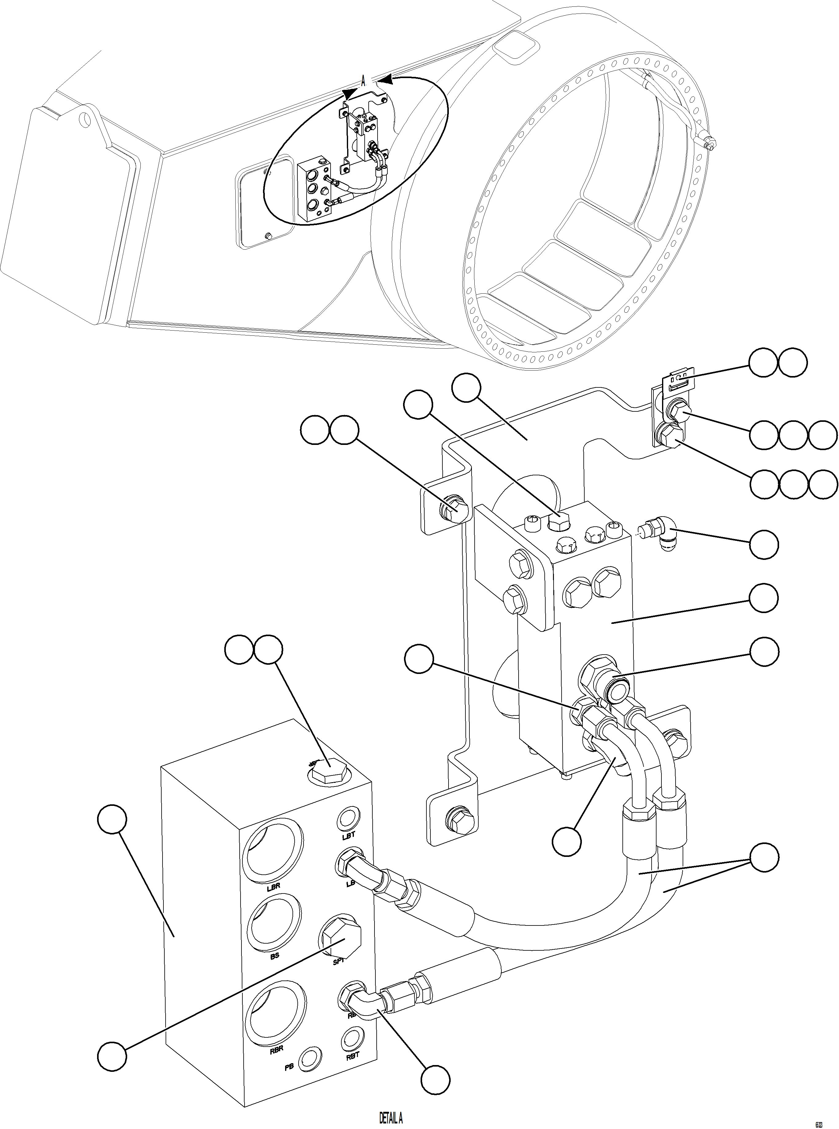 Komatsu parts book diagram for AFE75-AM 980E-5 S/N A50142 - A50143  SPENCE: REAR BRAKE DUAL RELAY VALVE INSTALLATION