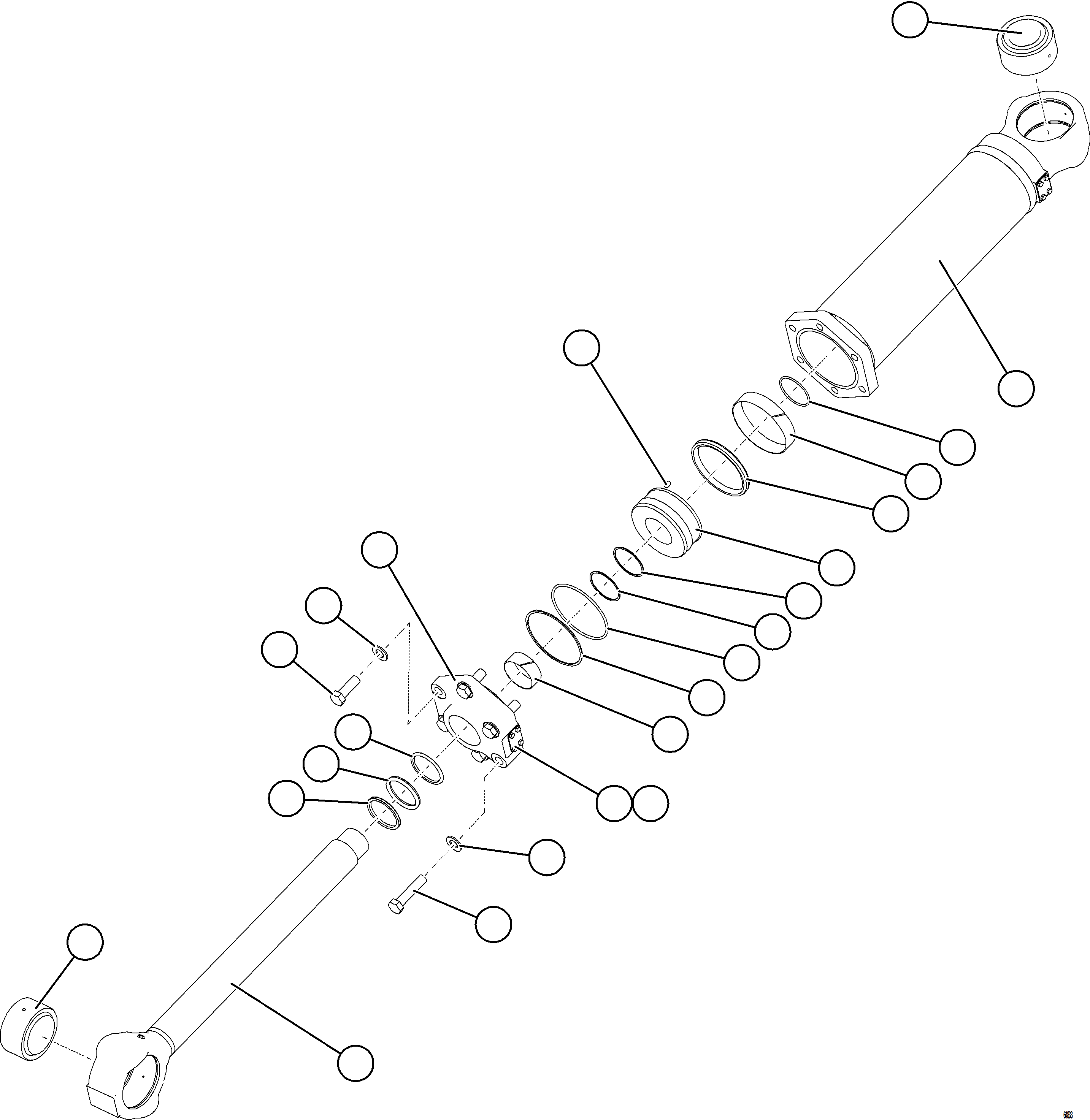 Komatsu parts book diagram for AFE75-AM 980E-5 S/N A50142 - A50143  SPENCE: STEERING CYLINDER W/ BEARINGS    58B-41-50100