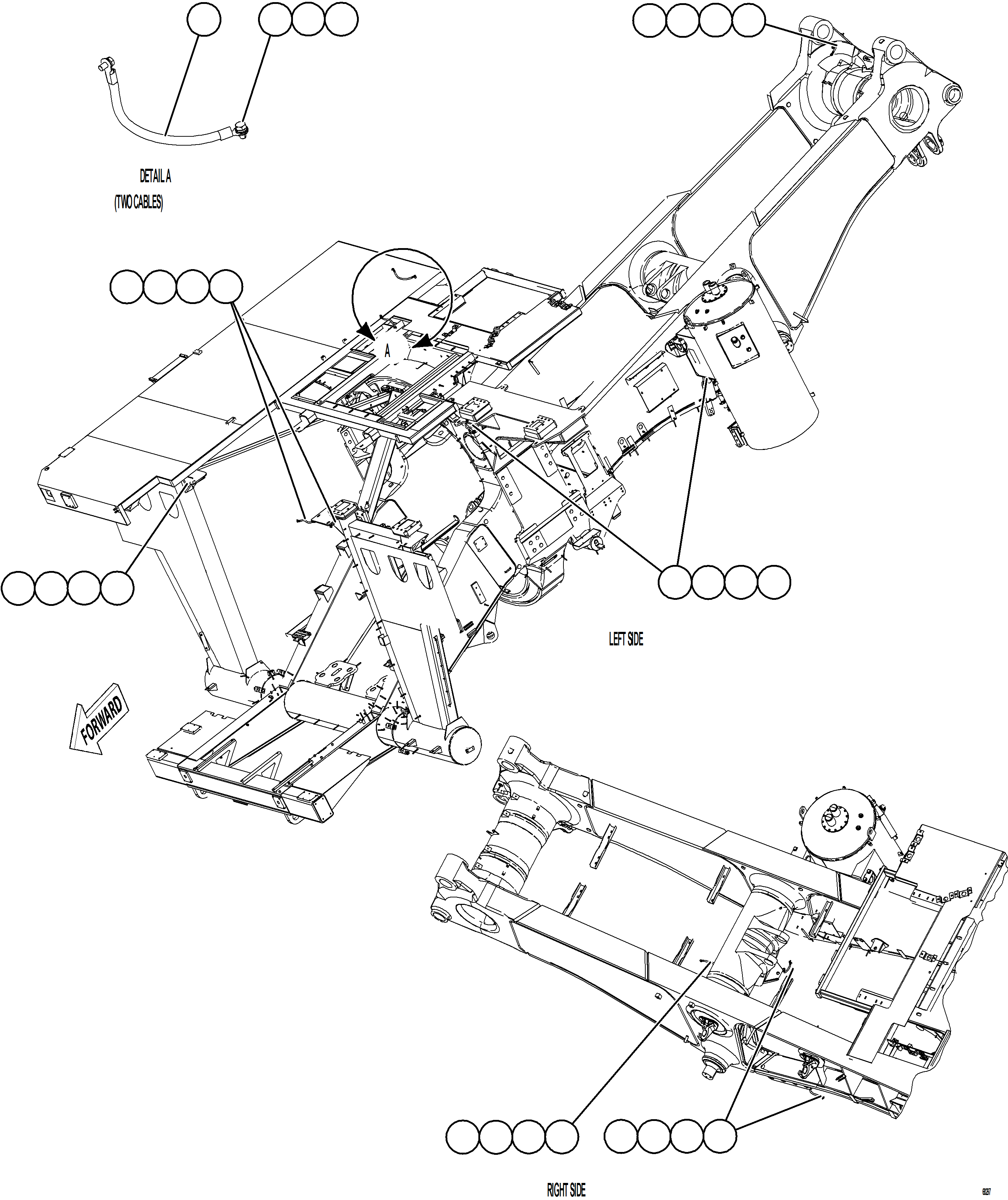 Komatsu parts book diagram for AFE75-AM 980E-5 S/N A50142 - A50143  SPENCE: FRAME GROUND WIRING    1/2