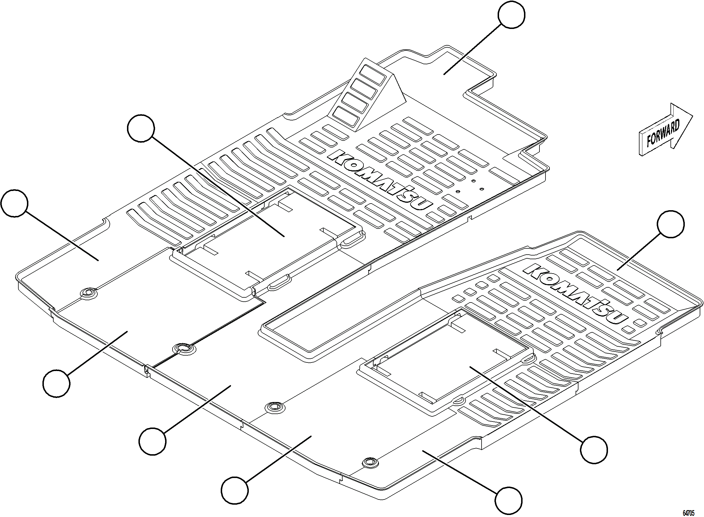 Komatsu parts book diagram for AFE75-AM 980E-5 S/N A50142 - A50143  SPENCE: CAB FLOORMATS