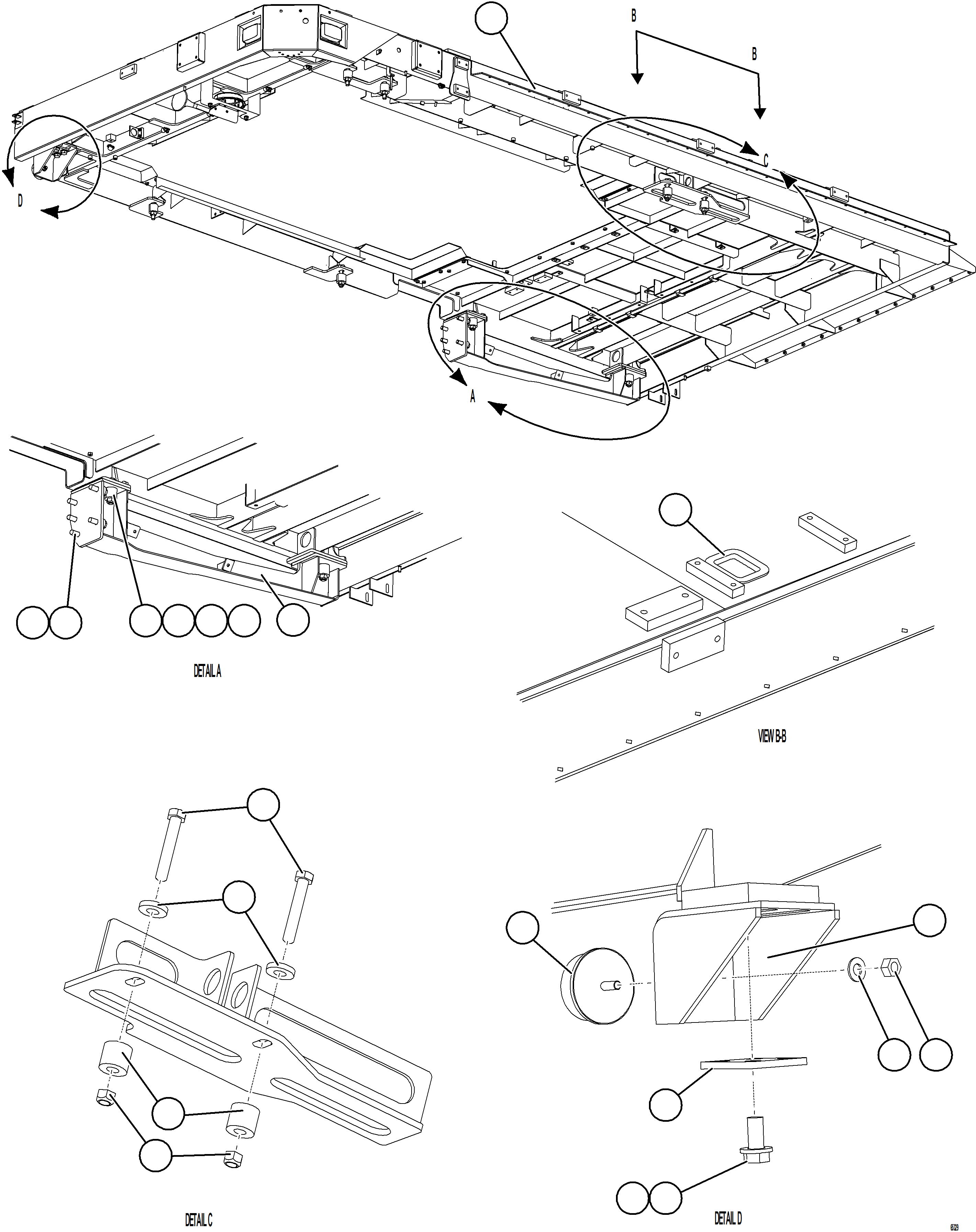 Komatsu parts book diagram for AFE75-AM 980E-5 S/N A50142 - A50143  SPENCE: LH DECK INSTALLATION