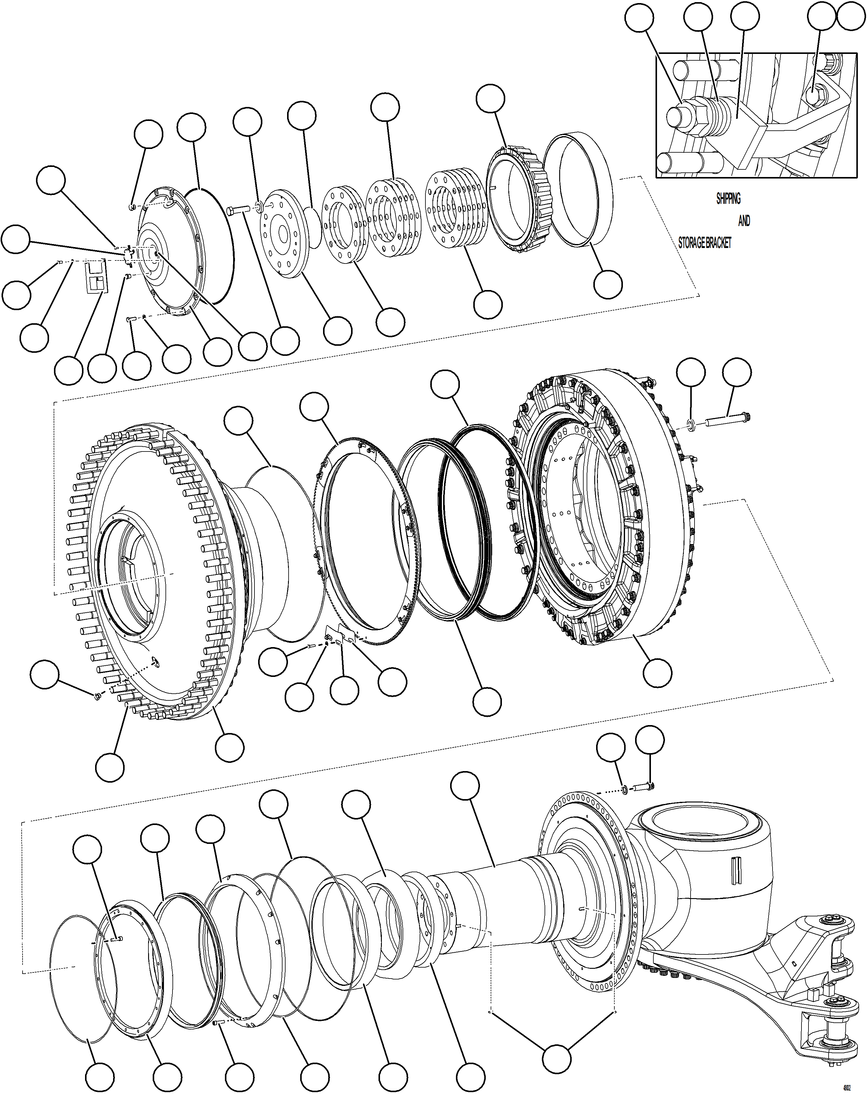 Komatsu parts book diagram for AFE75-AM 980E-5 S/N A50142 - A50143  SPENCE: SPINDLE, HUB AND BRAKE ASSEMBLY