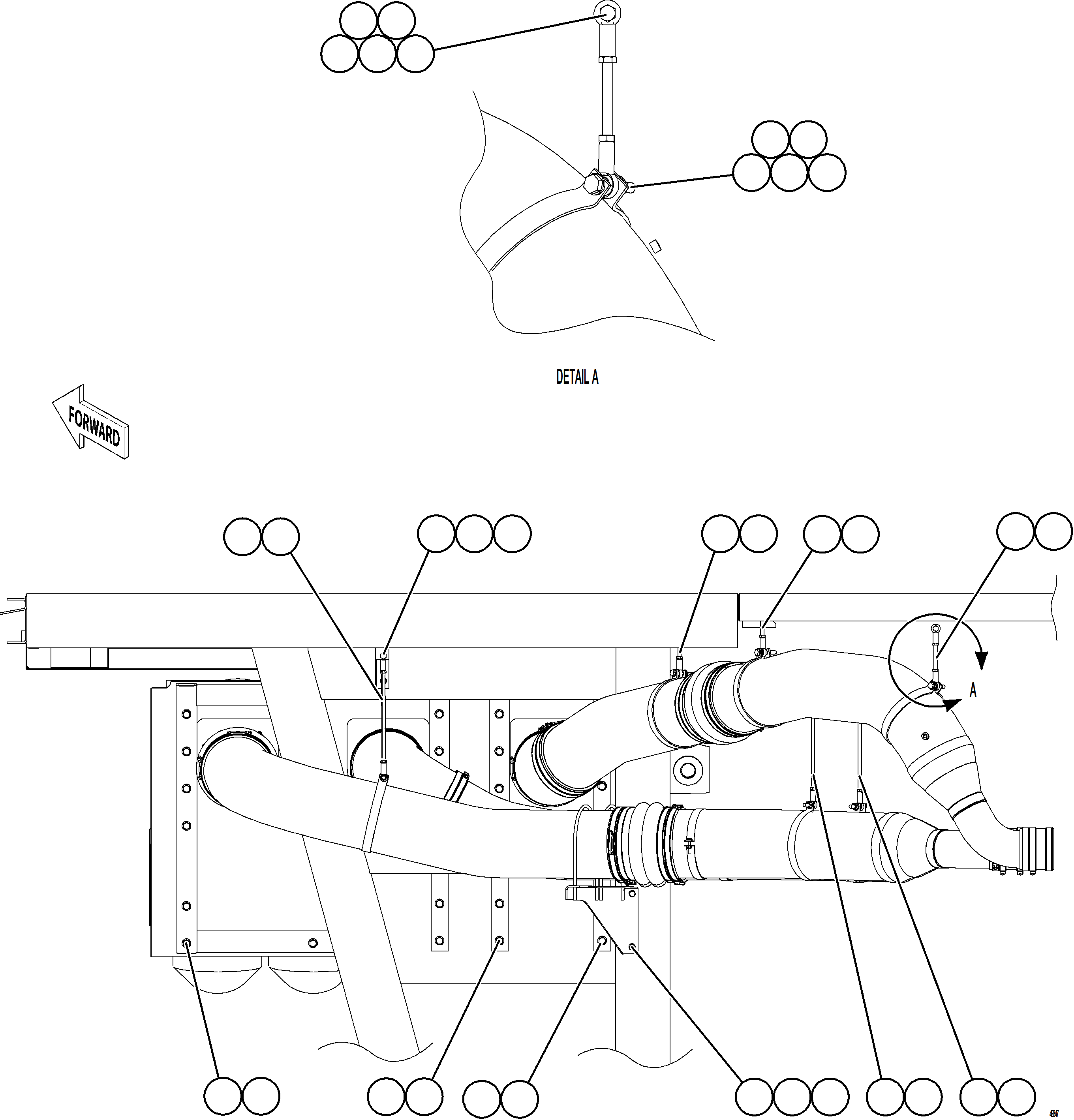 Dump Trucks Komatsu / AFE75-AW 980E-5 S/N A50179  KHSA(afe75-aw) / AIR CLEANER PIPING AND INSTALLATION - LH    3/3(B-012 : 49347)