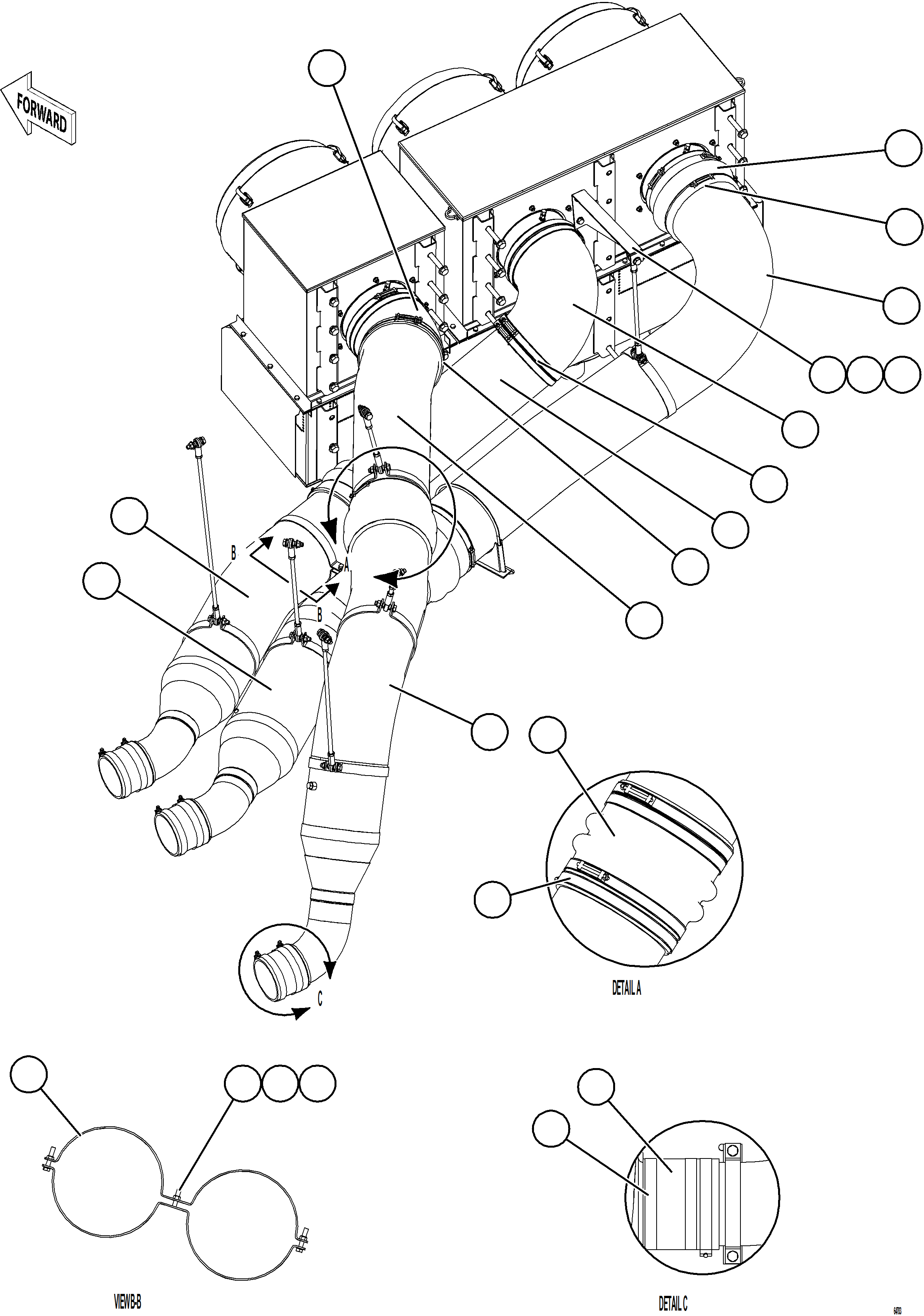 Dump Trucks Komatsu / AFE75-AW 980E-5 S/N A50179  KHSA(afe75-aw) / AIR CLEANER PIPING AND INSTALLATION - RH    1/3(B-014 : 64783)