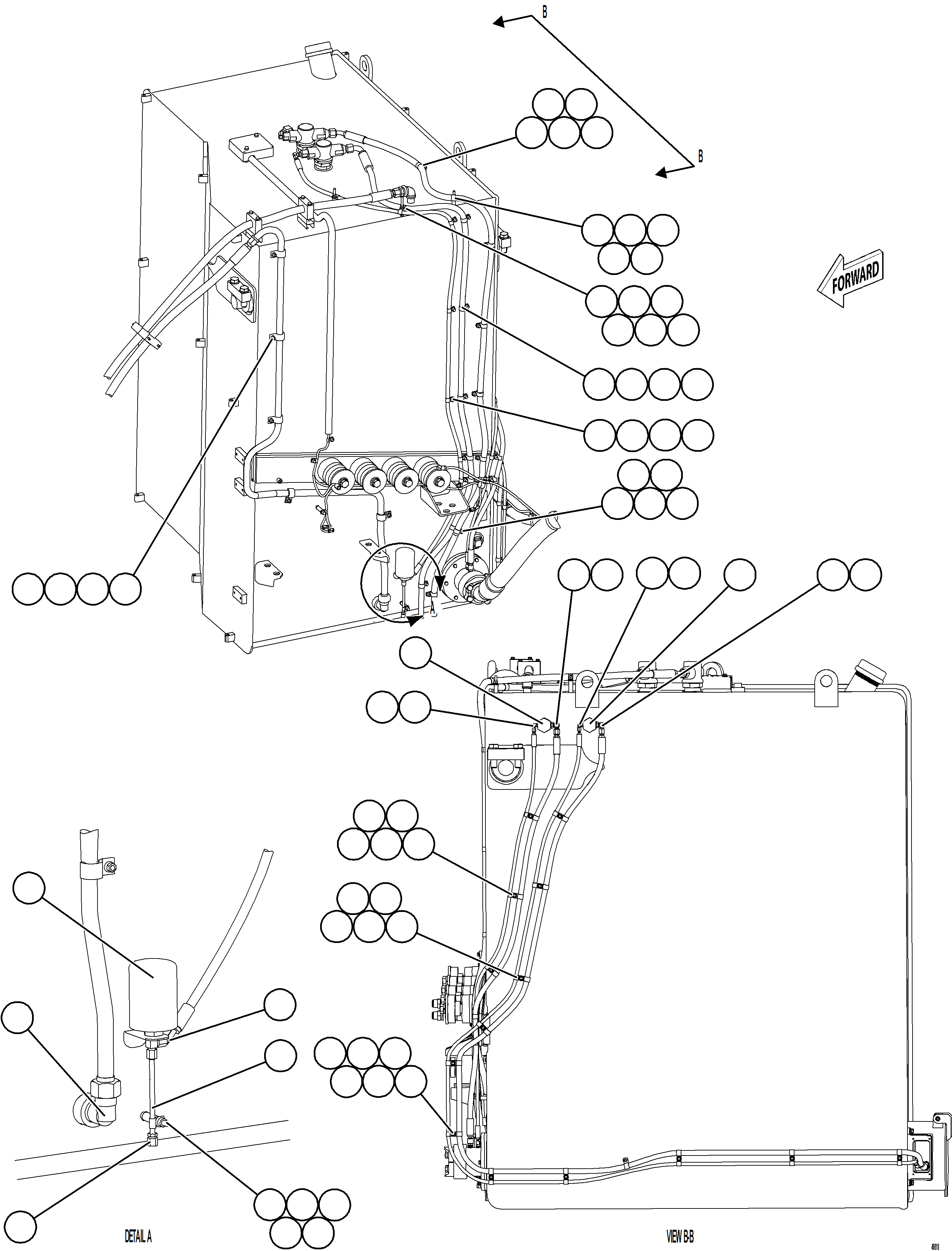 Komatsu parts book diagram for AFE75-AZ 980E-5 S/N A50184,A50189,A50197 - A50199,A50201 - A50202,A50205 - A50212,A50214 - A50220  SMS: FUEL SYSTEM PIPING    2/4