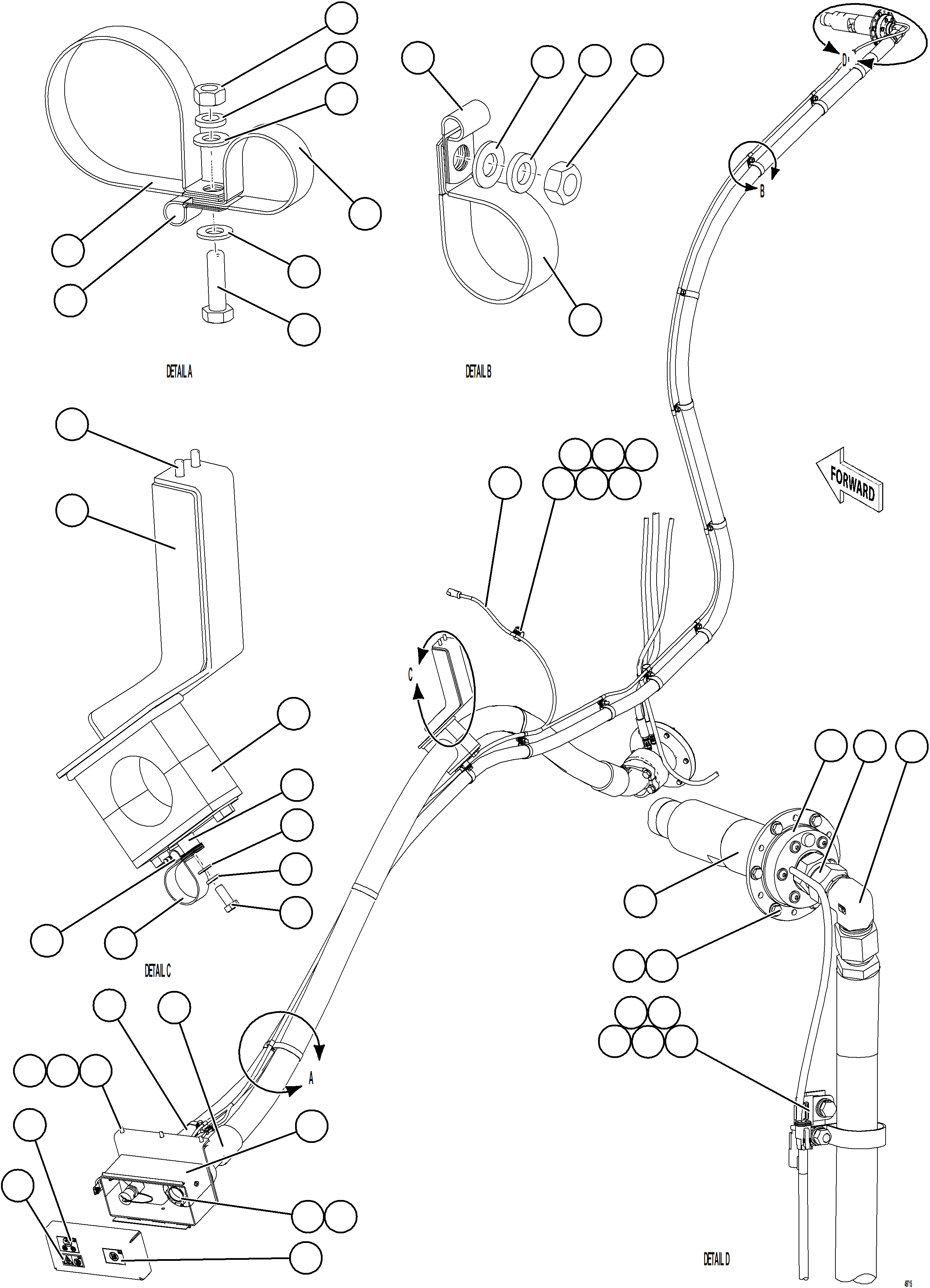 Komatsu parts book diagram for AFE75-AZ 980E-5 S/N A50184,A50189,A50197 - A50199,A50201 - A50202,A50205 - A50212,A50214 - A50220  SMS: FUEL TANK/DEF TANK REMOTE FILL - LH    1/2