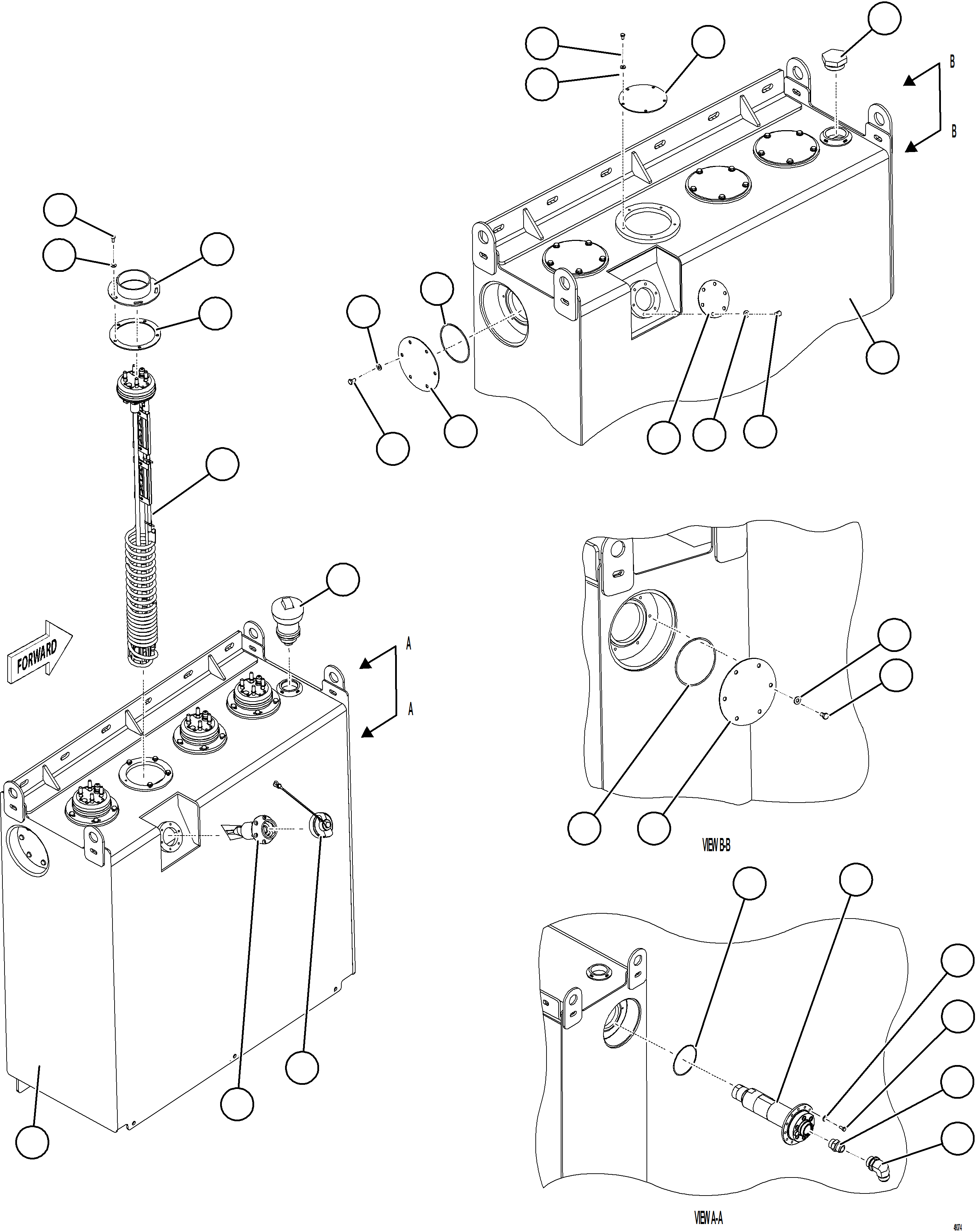 Komatsu parts book diagram for AFE75-AZ 980E-5 S/N A50184,A50189,A50197 - A50199,A50201 - A50202,A50205 - A50212,A50214 - A50220  SMS: DEF TANK ASSEMBLY