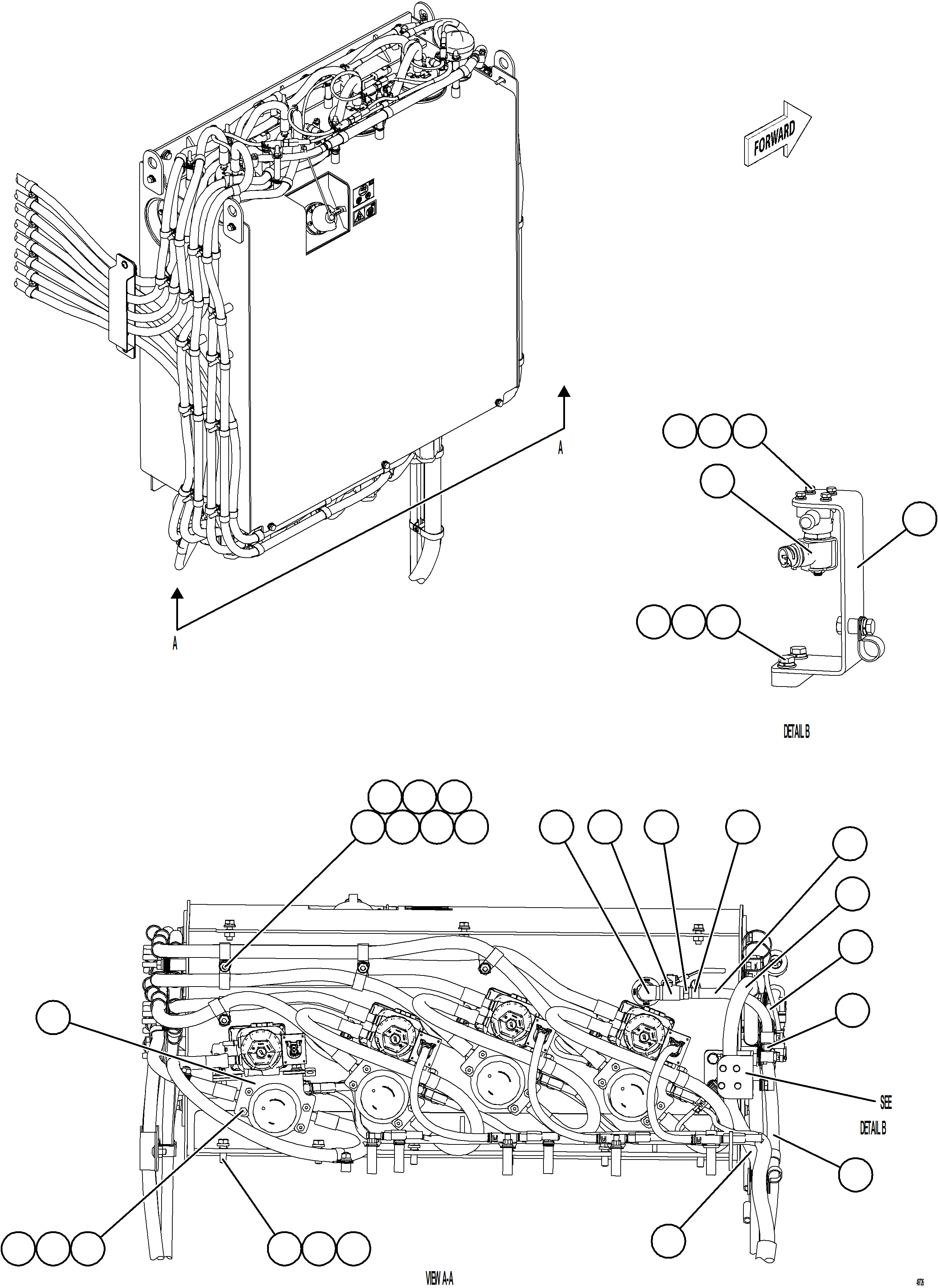 Komatsu parts book diagram for AFE75-AZ 980E-5 S/N A50184,A50189,A50197 - A50199,A50201 - A50202,A50205 - A50212,A50214 - A50220  SMS: DEF TANK HOSE CONNECTIONS - BOTTOM    1/2