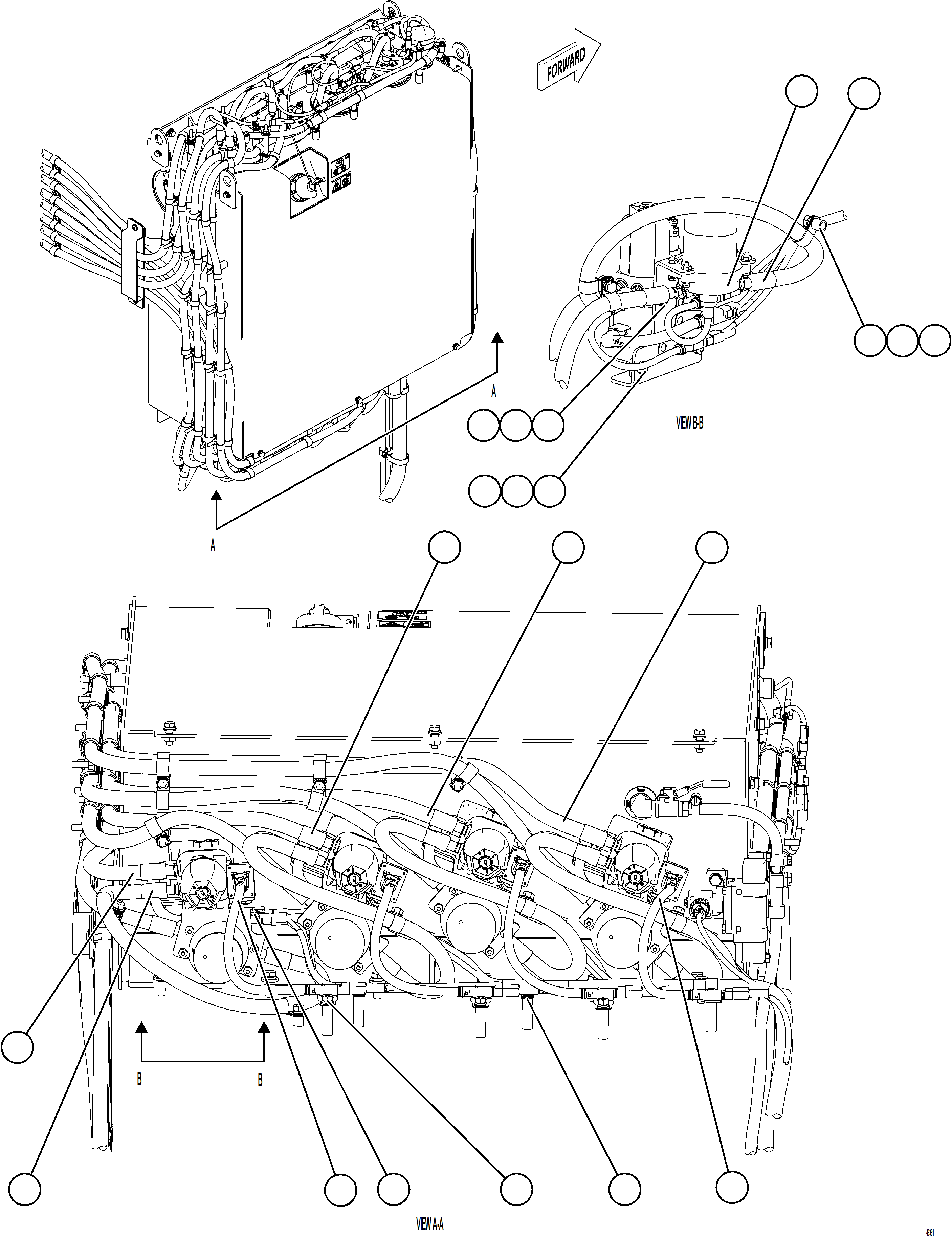 Komatsu parts book diagram for AFE75-AZ 980E-5 S/N A50184,A50189,A50197 - A50199,A50201 - A50202,A50205 - A50212,A50214 - A50220  SMS: DEF TANK HOSE CONNECTIONS - BOTTOM    2/2