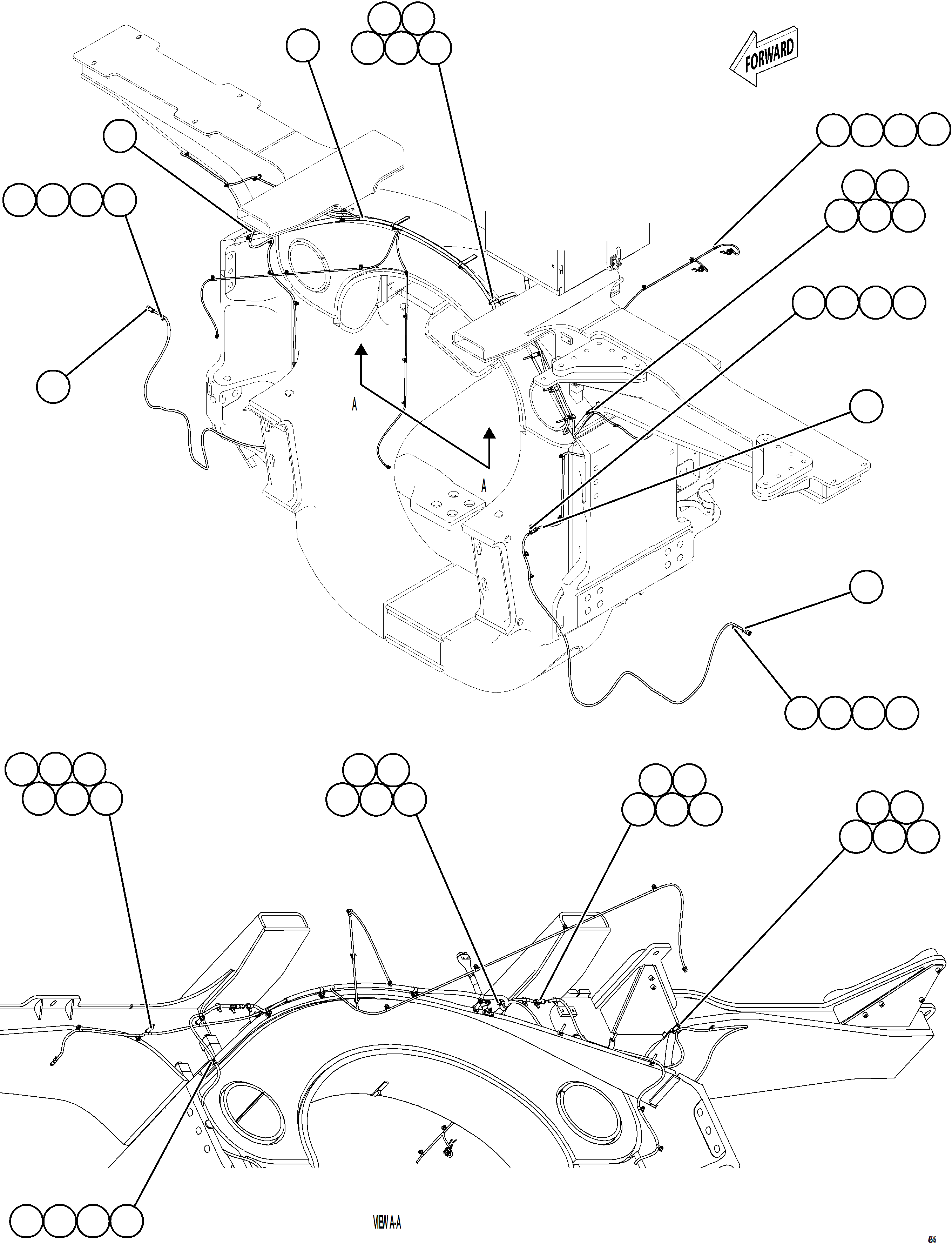 Komatsu parts book diagram for AFE75-AZ 980E-5 S/N A50184,A50189,A50197 - A50199,A50201 - A50202,A50205 - A50212,A50214 - A50220  SMS: FRONT WHEEL SPEED SENSOR WIRING HARNESS    2/2