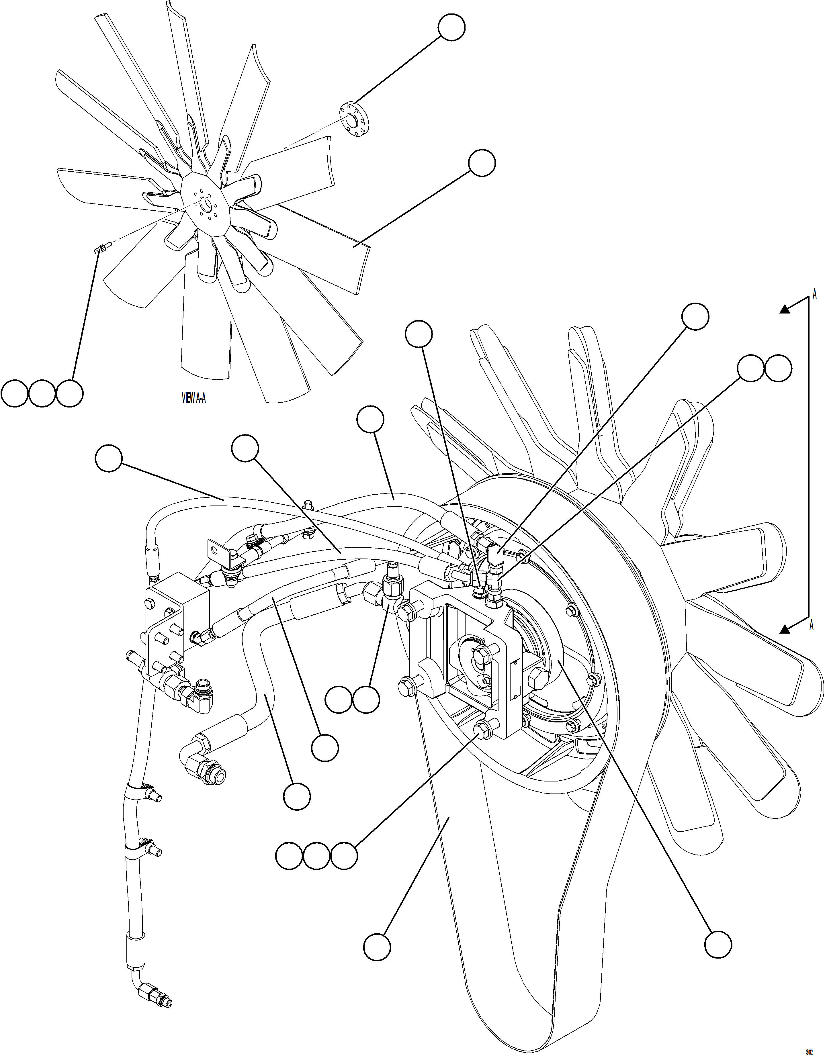 Komatsu parts book diagram for AFE75-BA 980E-5 S/N A50186 - A50187,A50192 - A50194  KMEX: FAN INSTALLATION    1/2