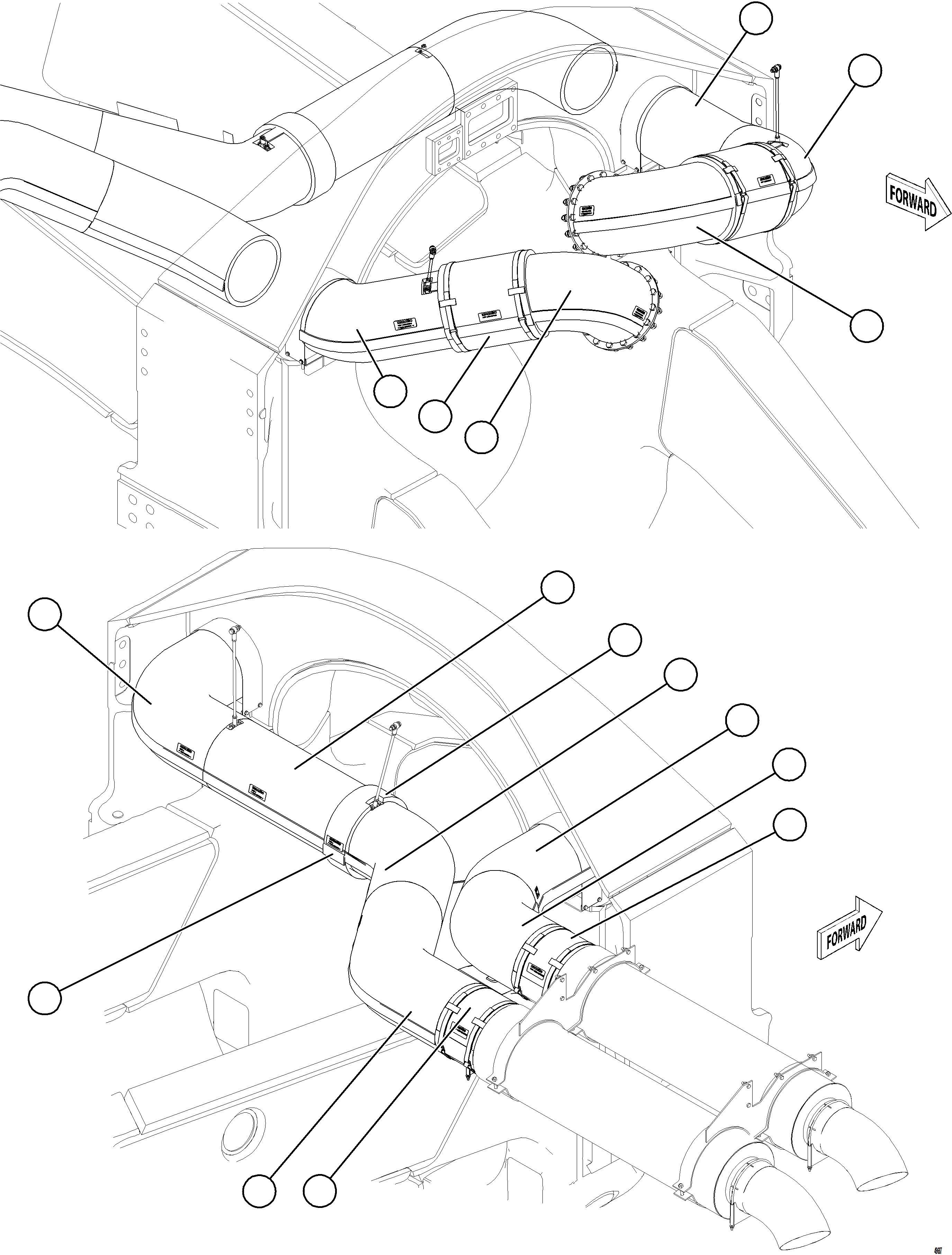Komatsu parts book diagram for AFE75-BA 980E-5 S/N A50186 - A50187,A50192 - A50194  KMEX: EXHAUST BLANKETS