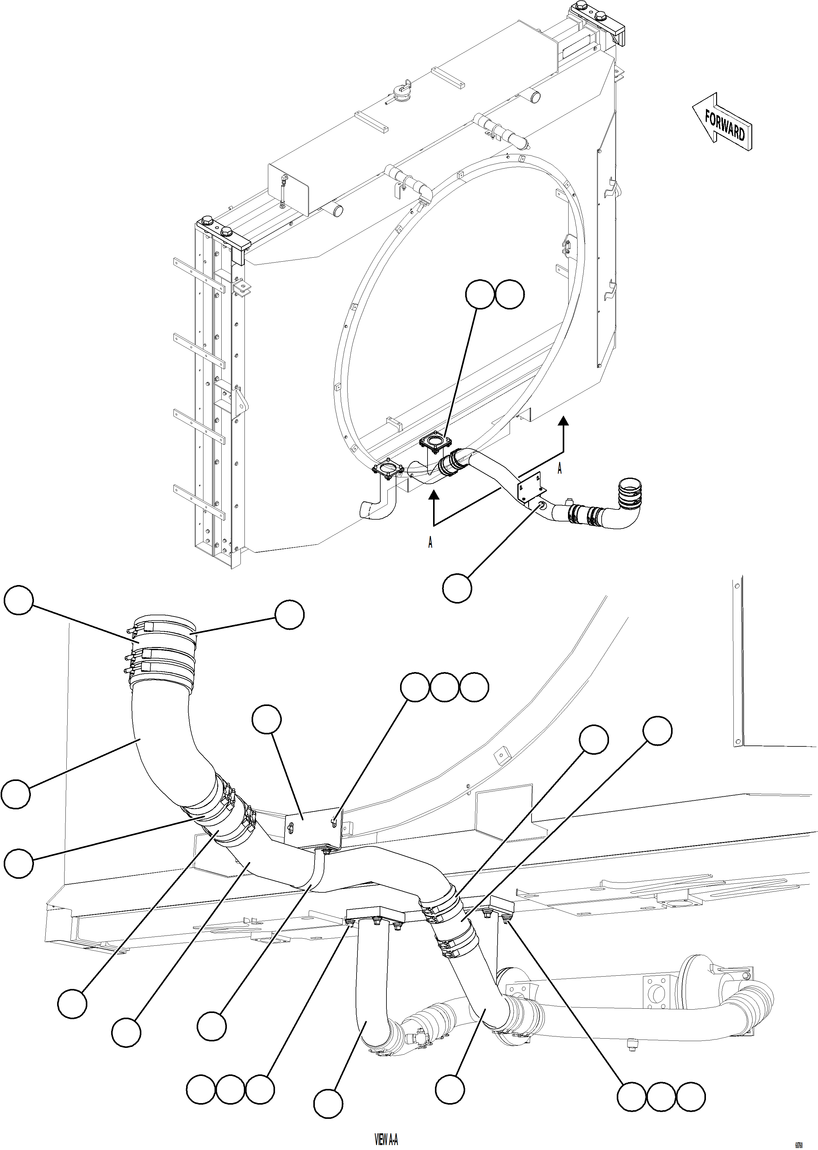 Komatsu parts book diagram for AFE75-BA 980E-5 S/N A50186 - A50187,A50192 - A50194  KMEX: RADIATOR PIPING    5/5