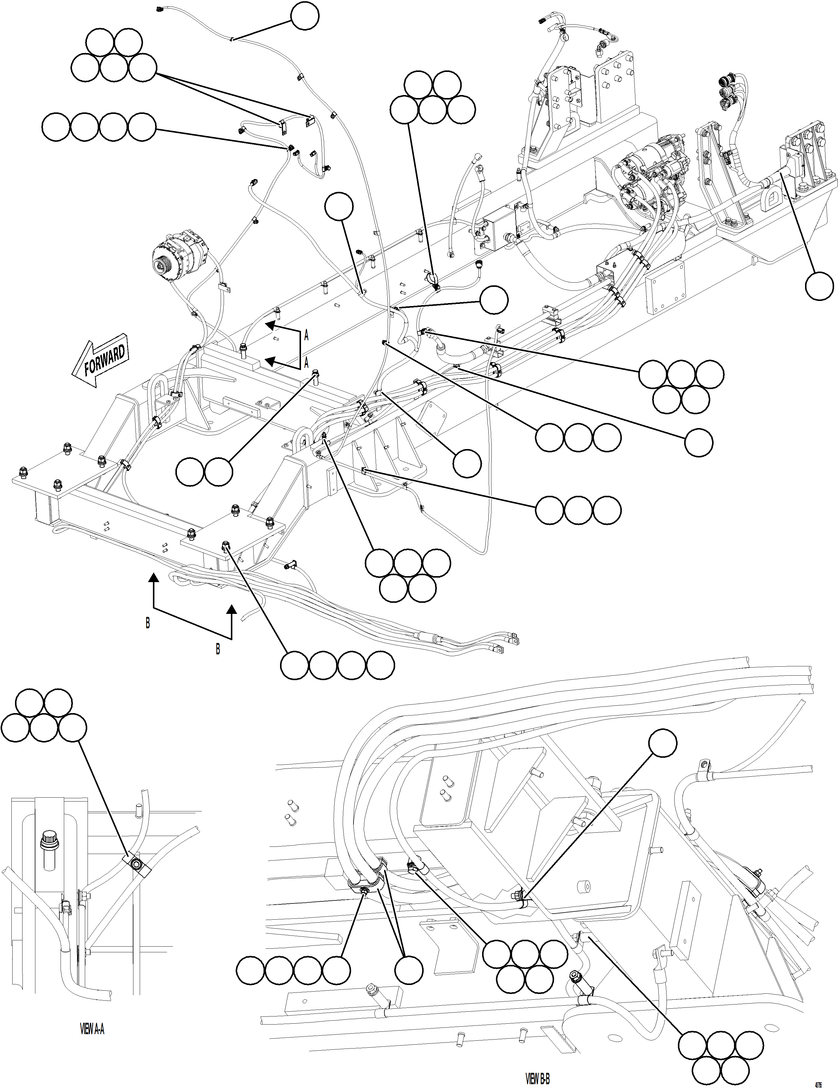 Komatsu parts book diagram for AFE75-BA 980E-5 S/N A50186 - A50187,A50192 - A50194  KMEX: CRANKING MOTOR WIRING    1/2