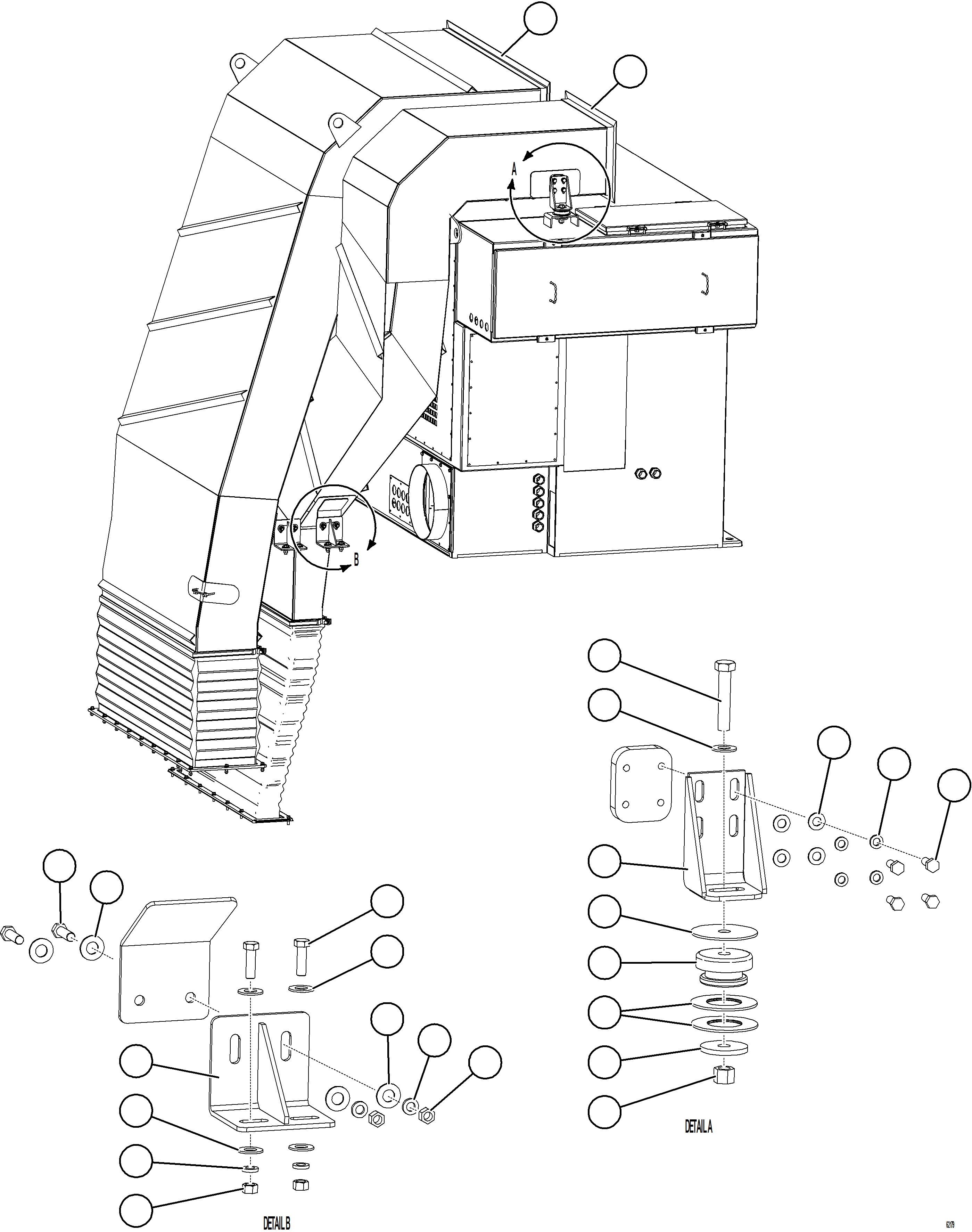 Komatsu parts book diagram for AFE75-BA 980E-5 S/N A50186 - A50187,A50192 - A50194  KMEX: BLOWER INLET DUCT INSTALLATION
