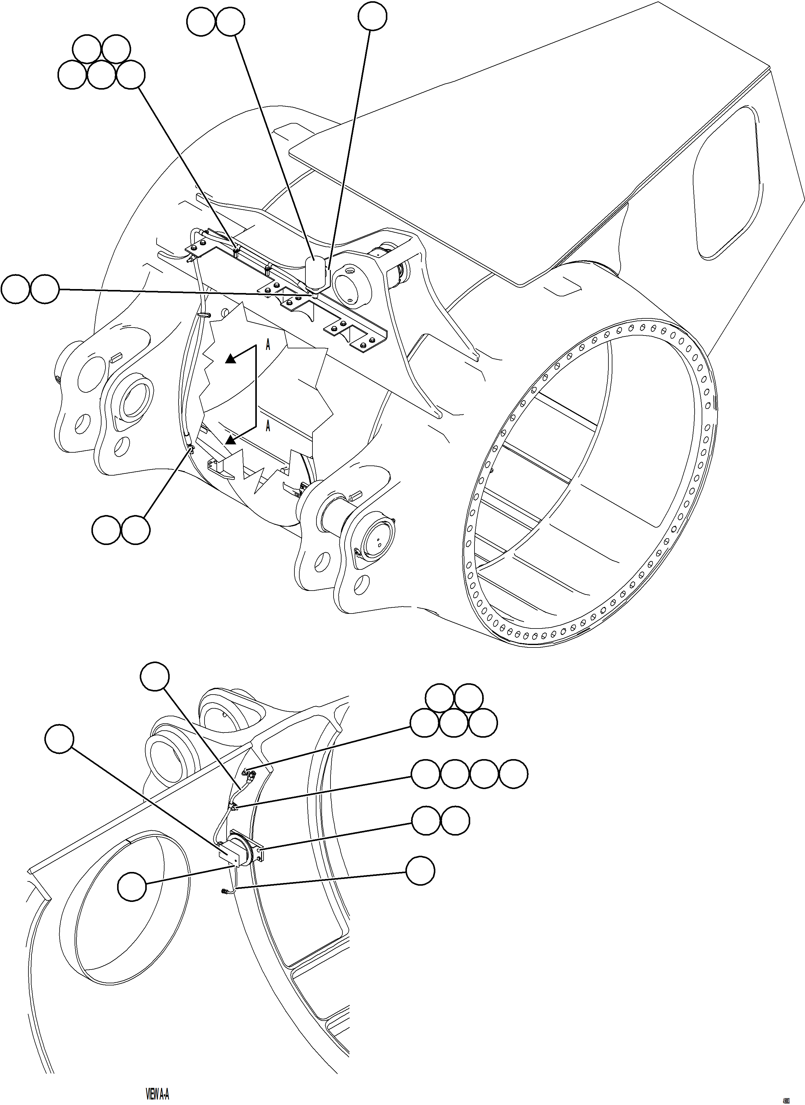 Komatsu parts book diagram for AFE75-BA 980E-5 S/N A50186 - A50187,A50192 - A50194  KMEX: REAR AXLE BLOWER PRESSURE SWITCH INSTALLATION