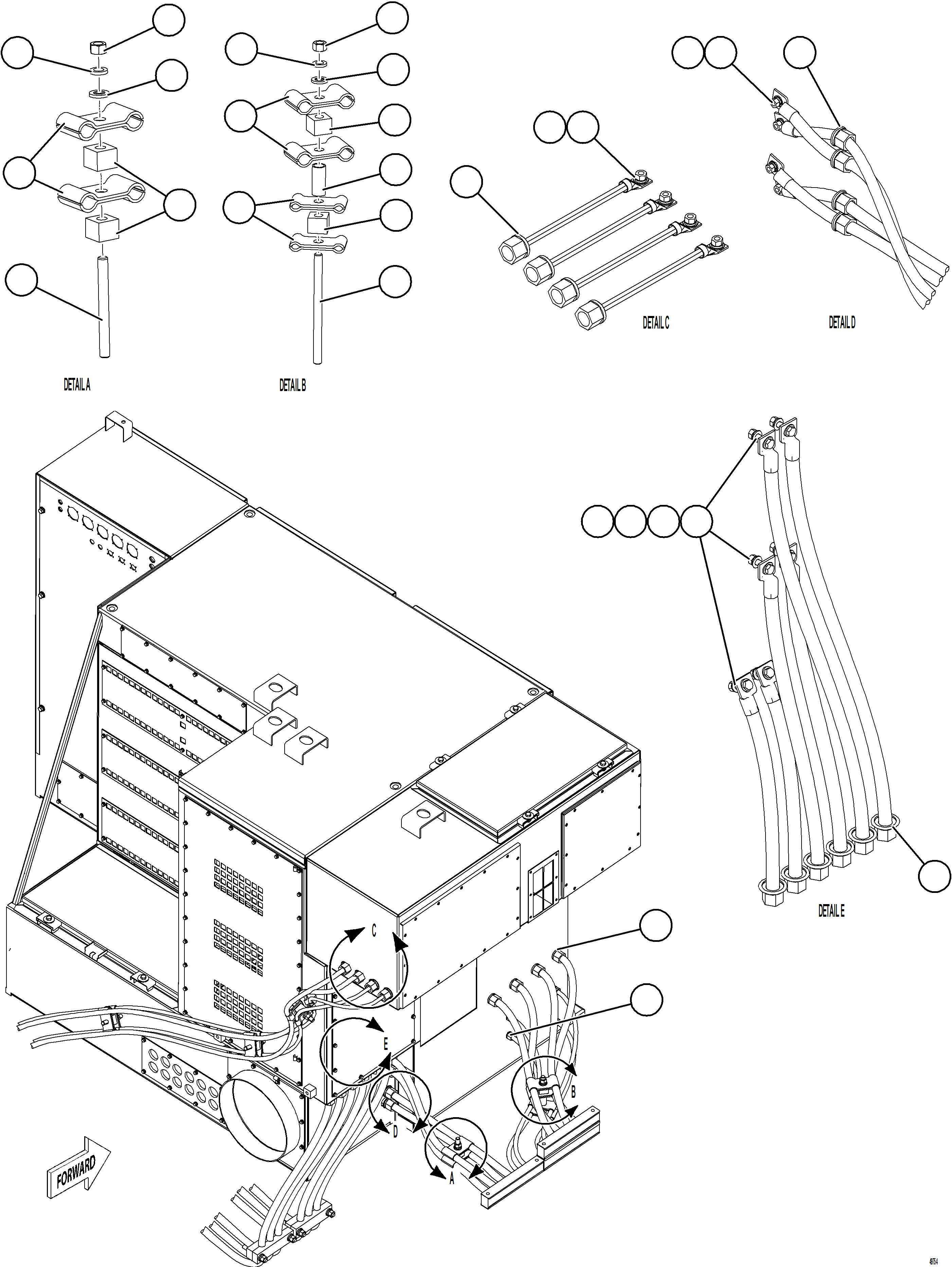 Komatsu parts book diagram for AFE75-BA 980E-5 S/N A50186 - A50187,A50192 - A50194  KMEX: CONTROL CABINET EXTERNAL WIRING - RETARDING GRID