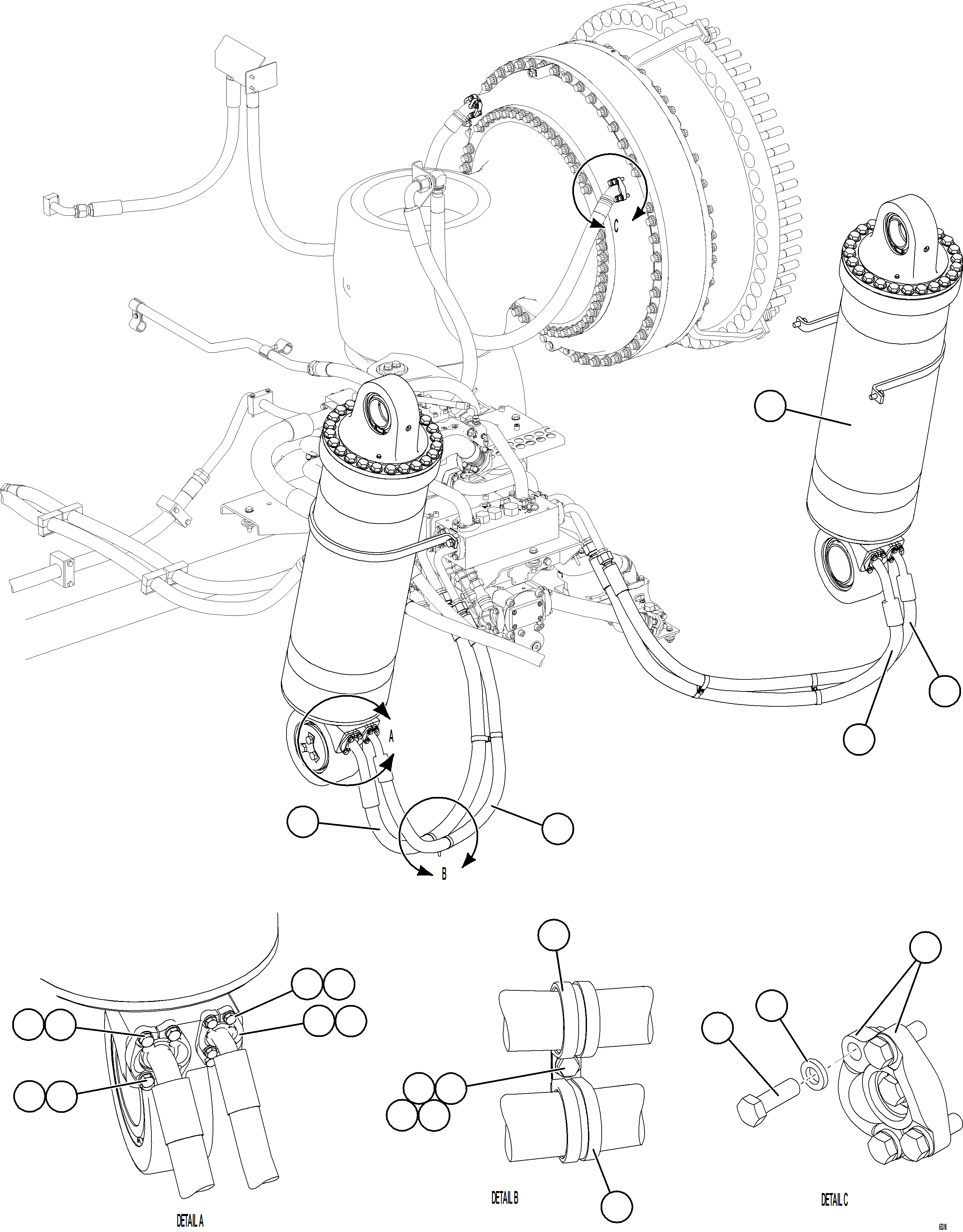 Komatsu parts book diagram for AFE75-BA 980E-5 S/N A50186 - A50187,A50192 - A50194  KMEX: HOIST CYLINDER PIPING