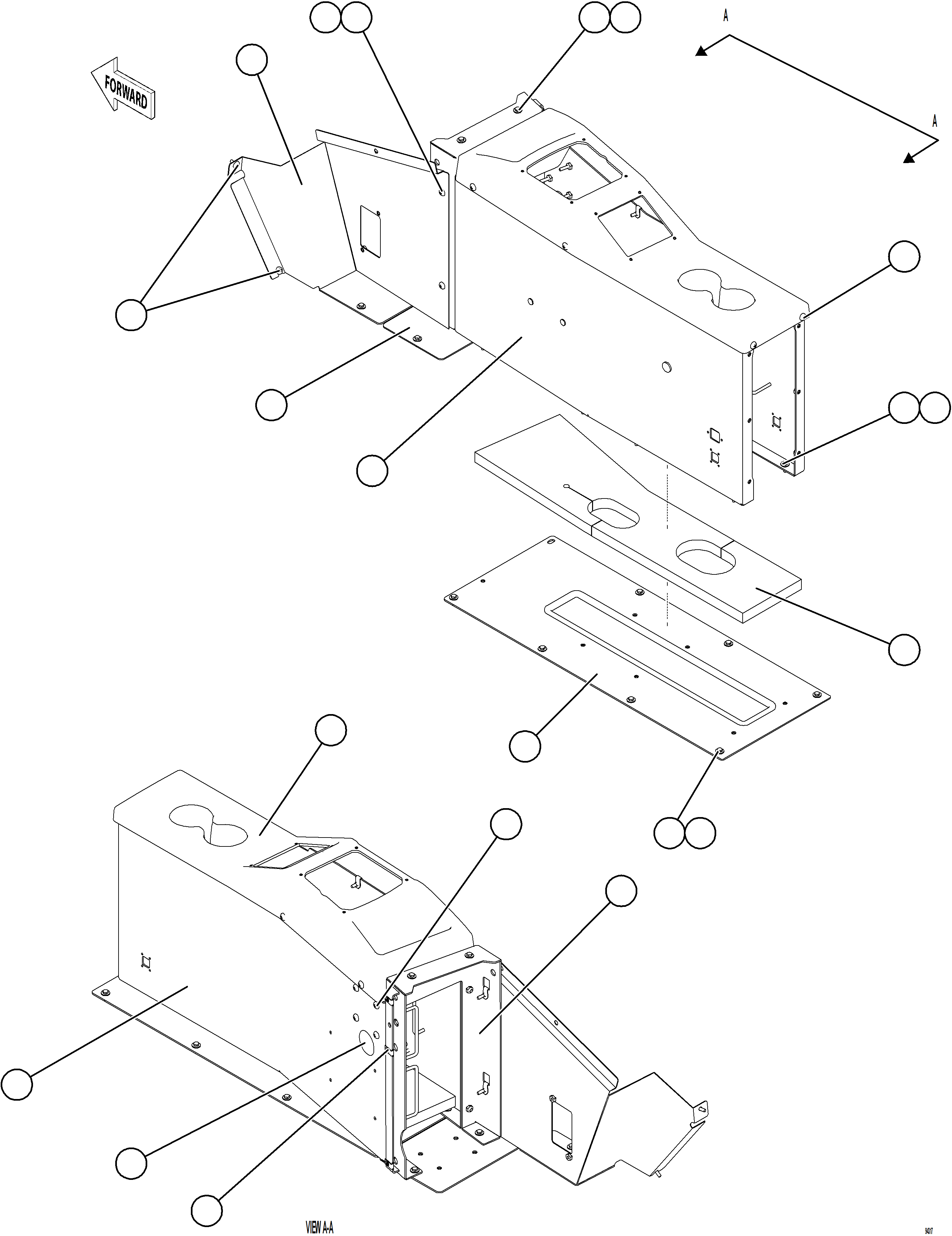 Komatsu parts book diagram for AFE75-BA 980E-5 S/N A50186 - A50187,A50192 - A50194  KMEX: CENTER CONSOLE MODULE - STRUCTURAL