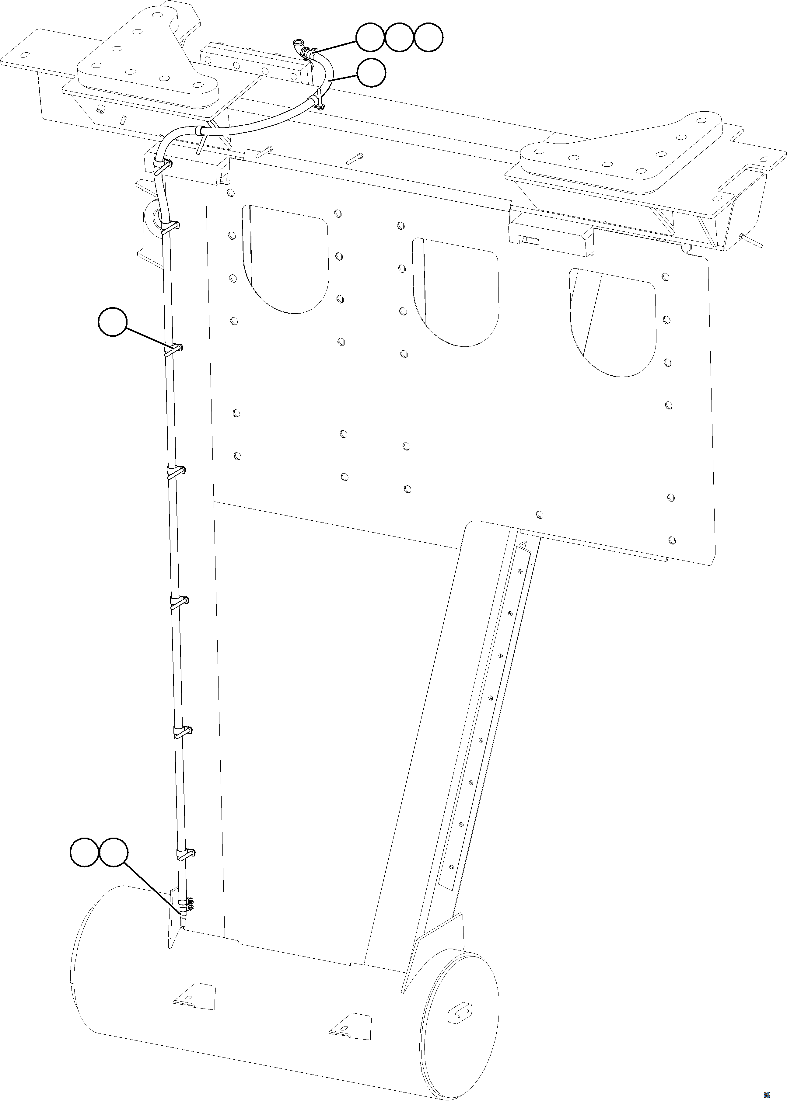 Komatsu parts book diagram for AFE75-BA 980E-5 S/N A50186 - A50187,A50192 - A50194  KMEX: HEATER/AC DRAIN HOSE INSTALLATION