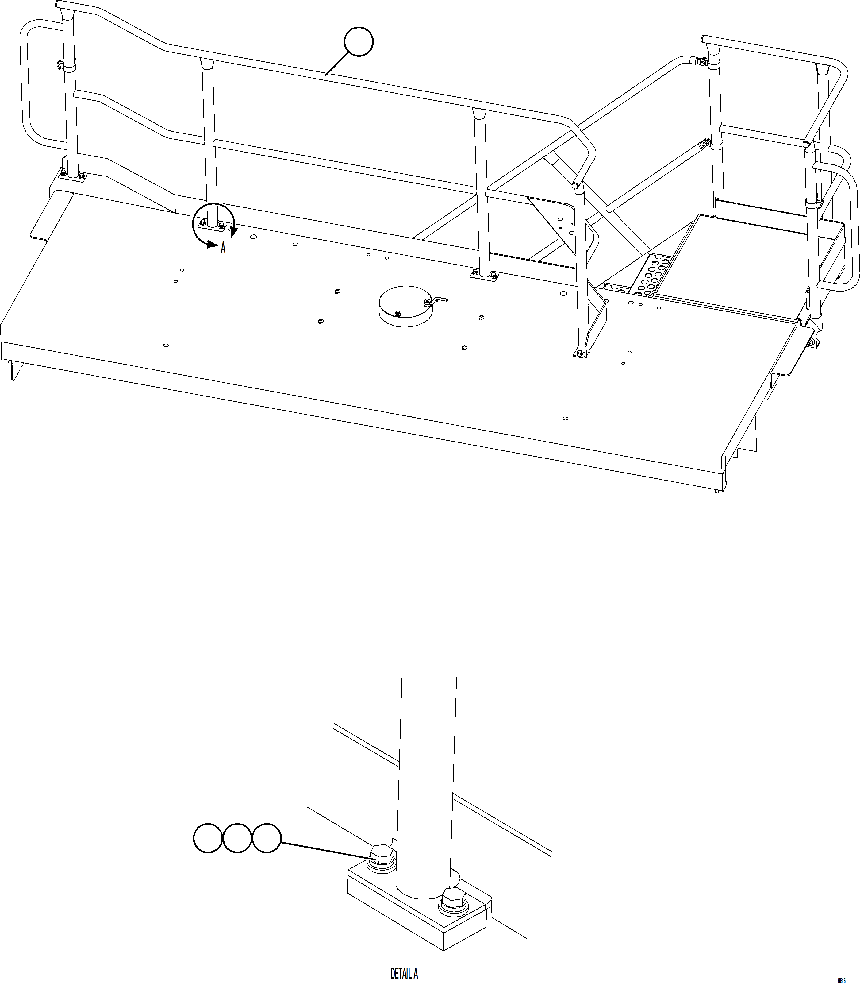 Komatsu parts book diagram for AFE75-BA 980E-5 S/N A50186 - A50187,A50192 - A50194  KMEX: GRILLE HANDRAIL