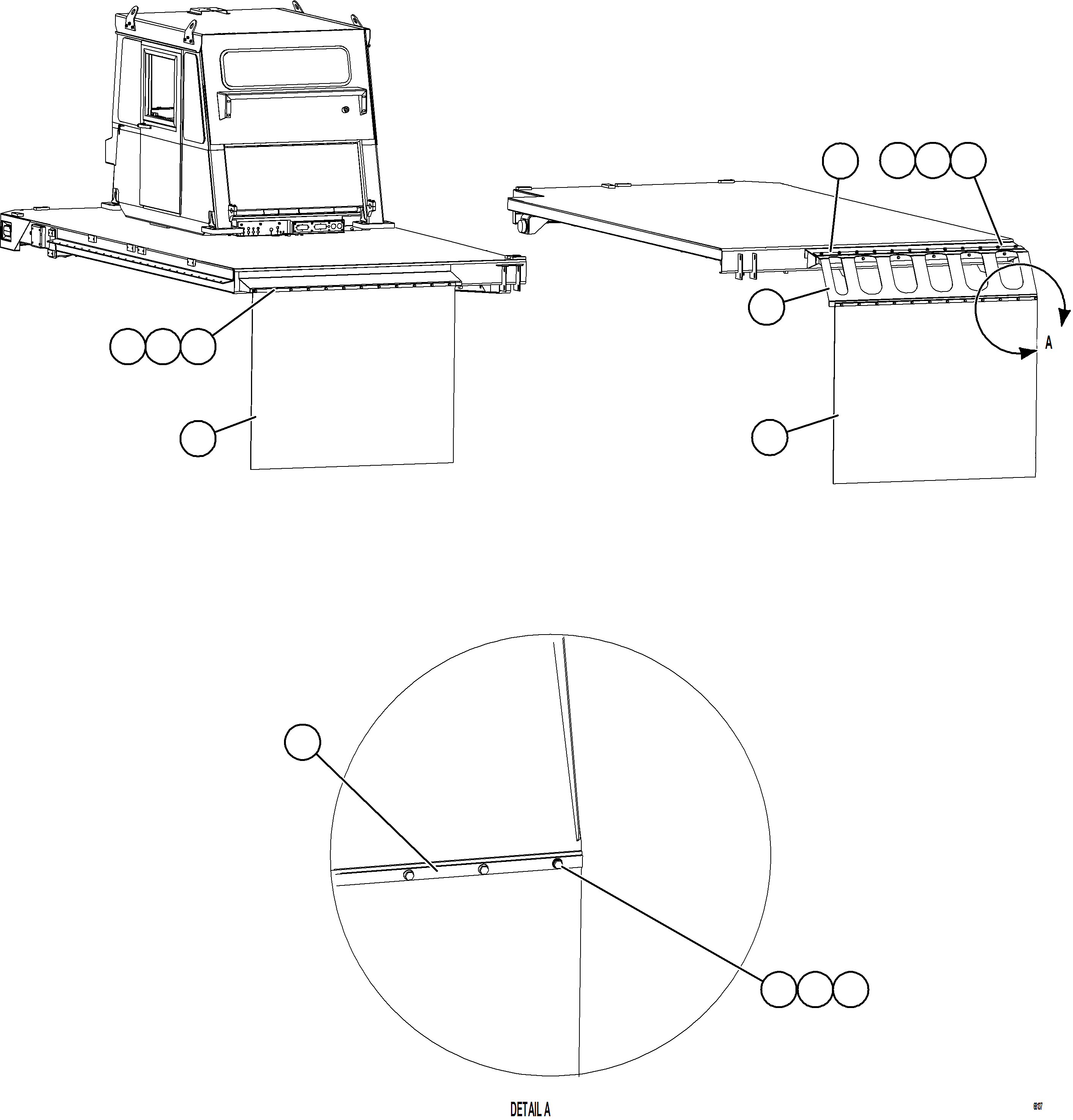 Komatsu parts book diagram for AFE75-BA 980E-5 S/N A50186 - A50187,A50192 - A50194  KMEX: DECK MUD FLAPS    3/3